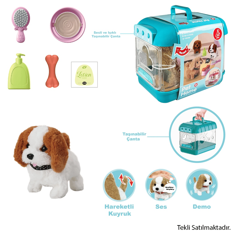MarkasızVARDEM JND-6806 HAREKETLİ KÖPEK VE IŞIKLI SESLİ ŞEFFAF KAFES SETİ8694359091745