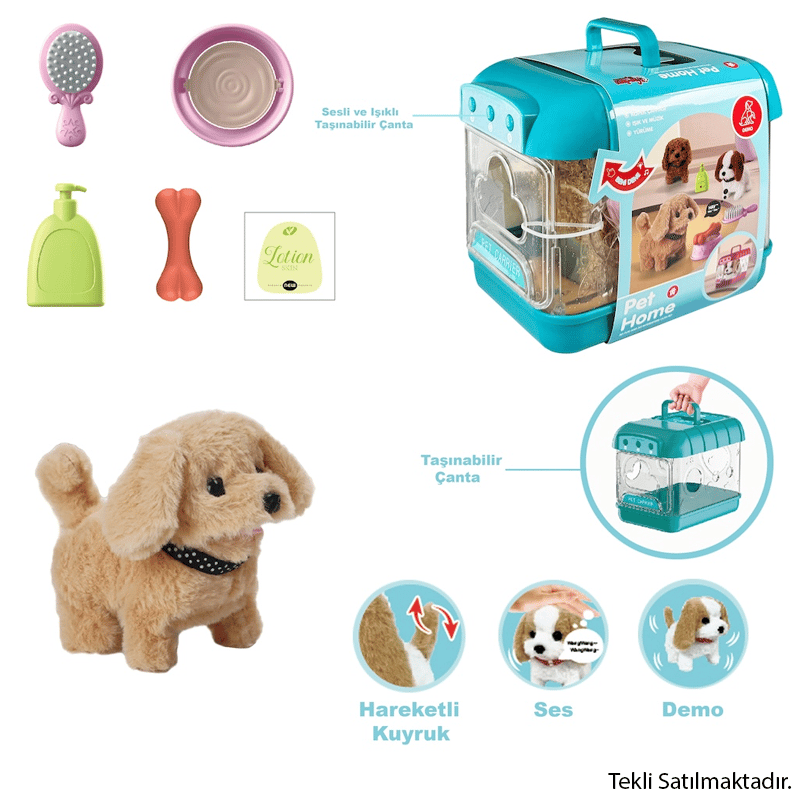 MarkasızVARDEM JND-6806 HAREKETLİ KÖPEK VE IŞIKLI SESLİ ŞEFFAF KAFES SETİ8694359091745