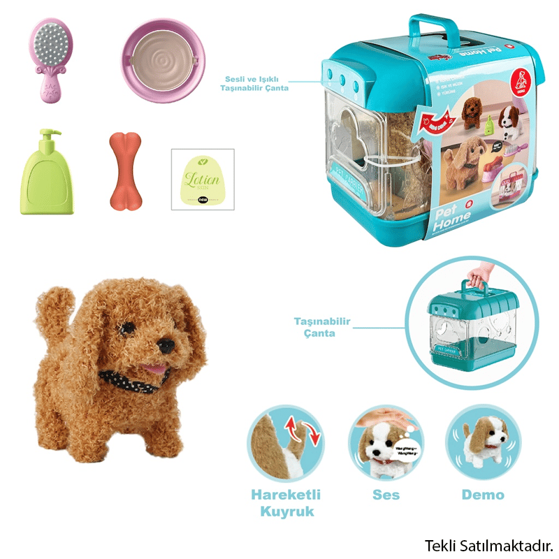 MarkasızVARDEM JND-6806 HAREKETLİ KÖPEK VE IŞIKLI SESLİ ŞEFFAF KAFES SETİ8694359091745