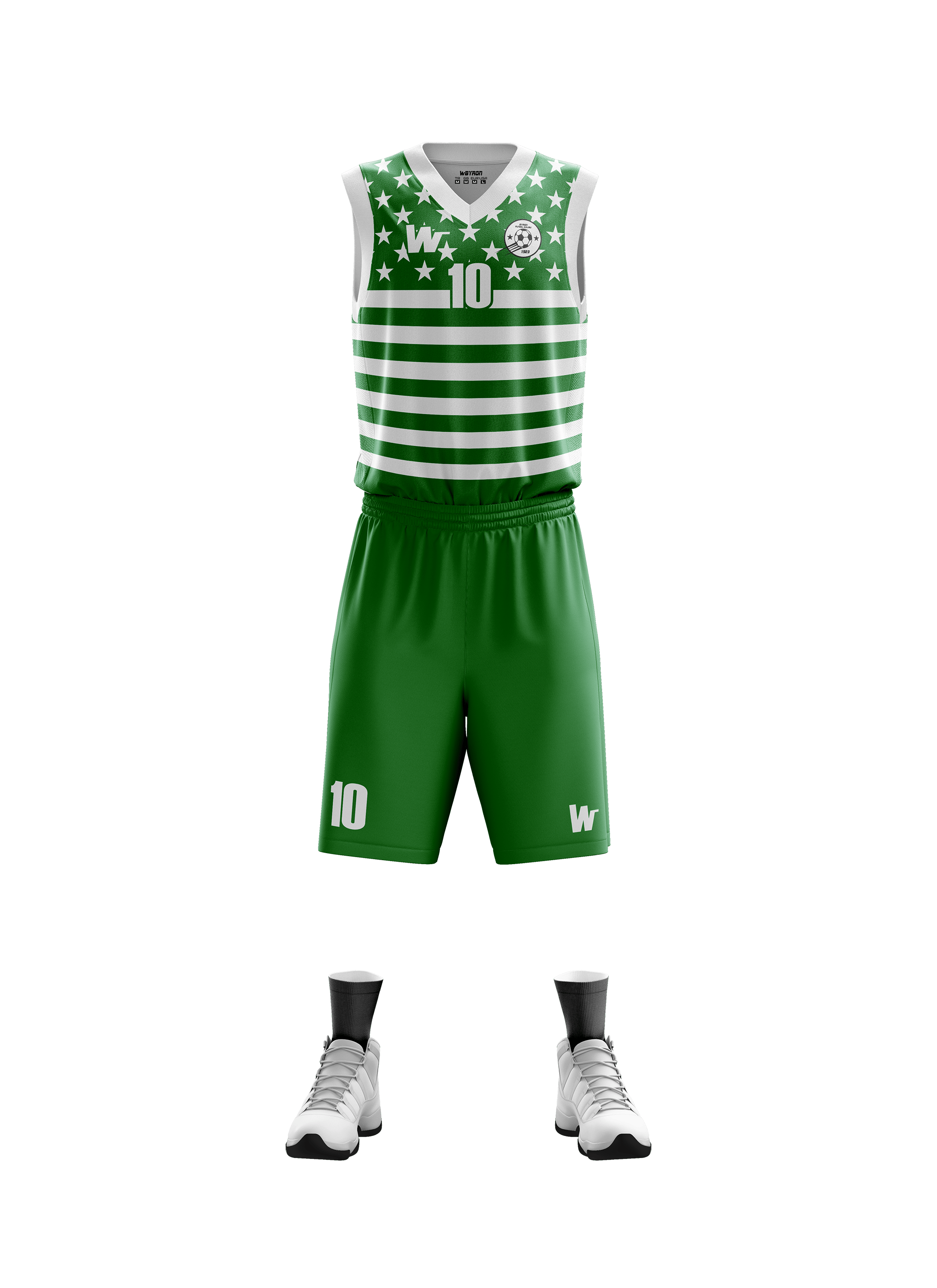 Basketbol Çizgili Forma Takım Model 005 0600-01 Yeşil Beyaz