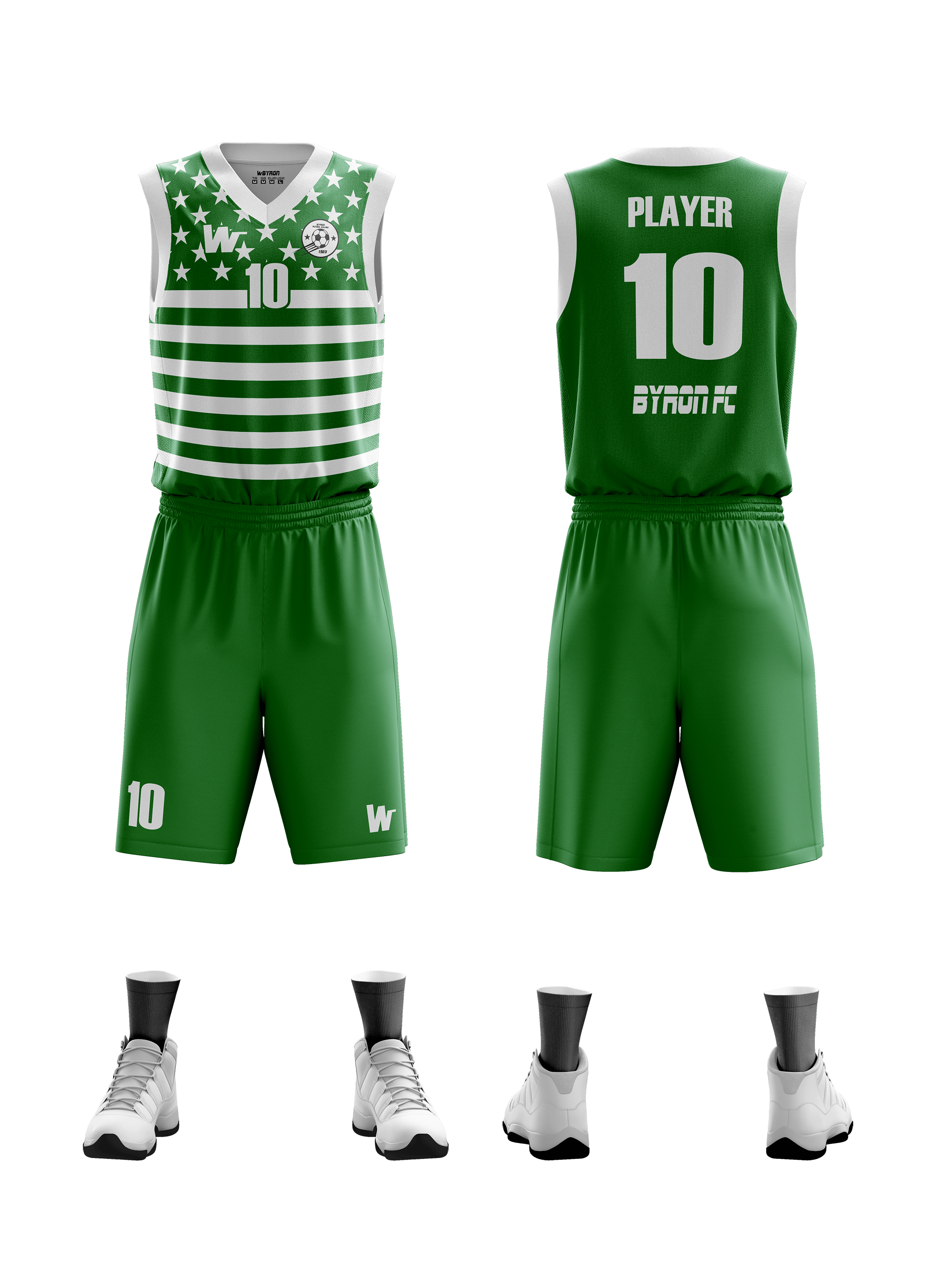 Basketbol Çizgili Forma Takım Model 005 0600-01 Yeşil Beyaz