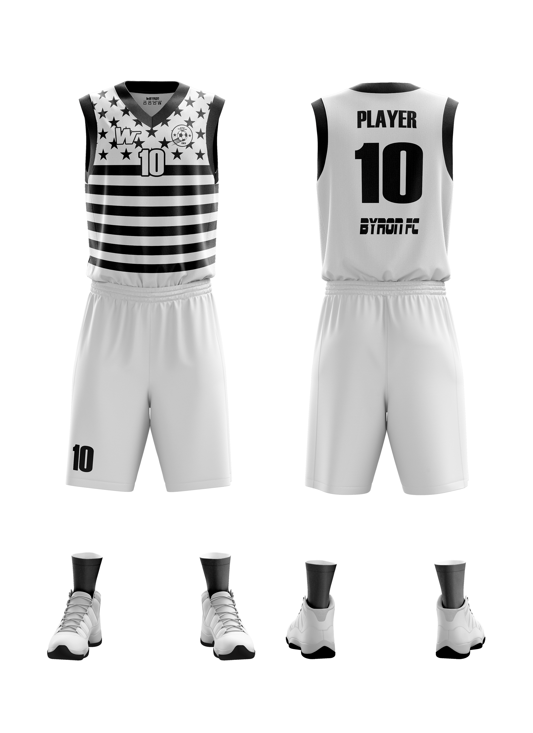 Basketbol Çizgili Forma Takım Model 005 0001-01 Beyaz Siyah
