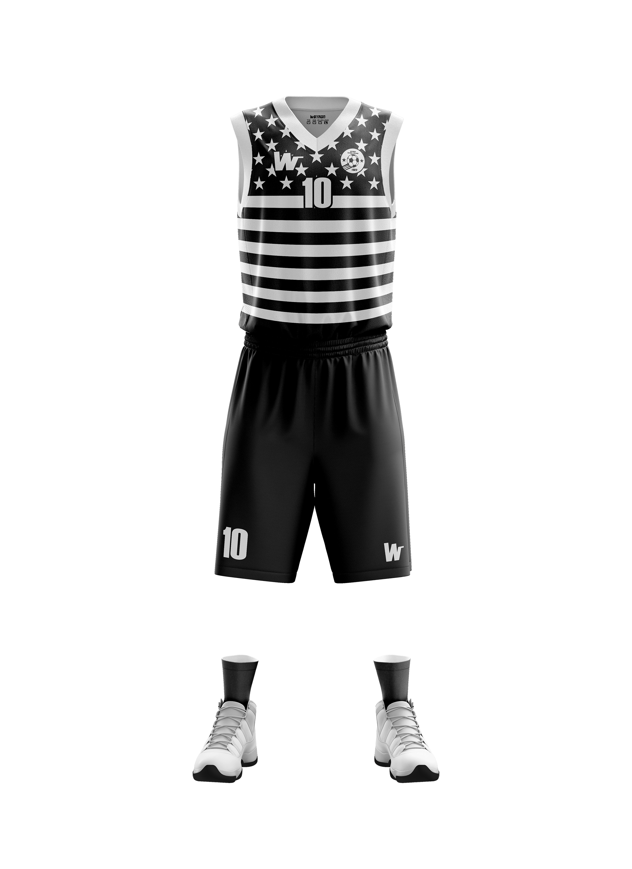 Basketbol Çizgili Forma Takım Model 005 0100-01 Siyah Beyaz