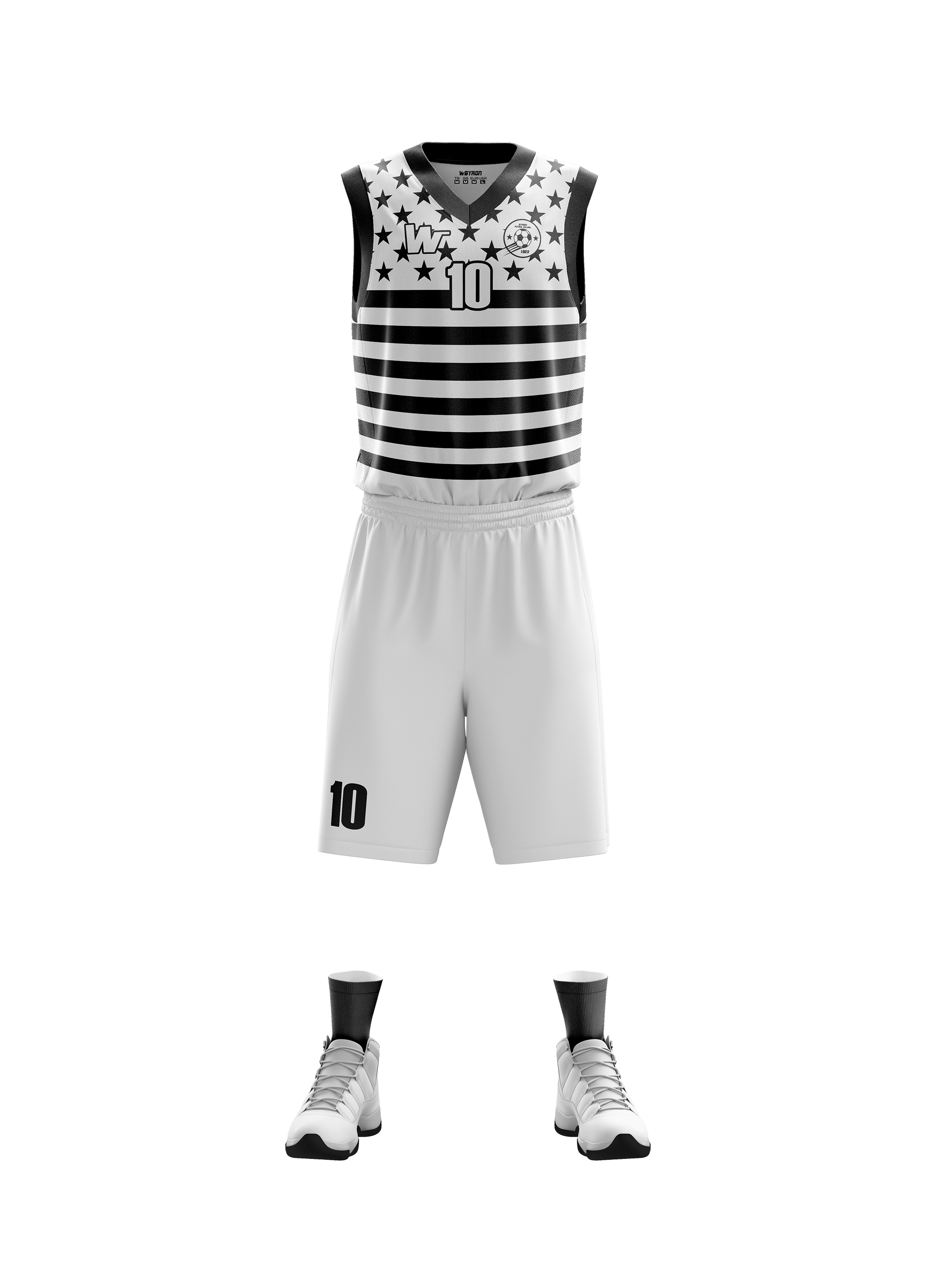 Basketbol Çizgili Forma Takım Model 005 0001-01 Beyaz Siyah