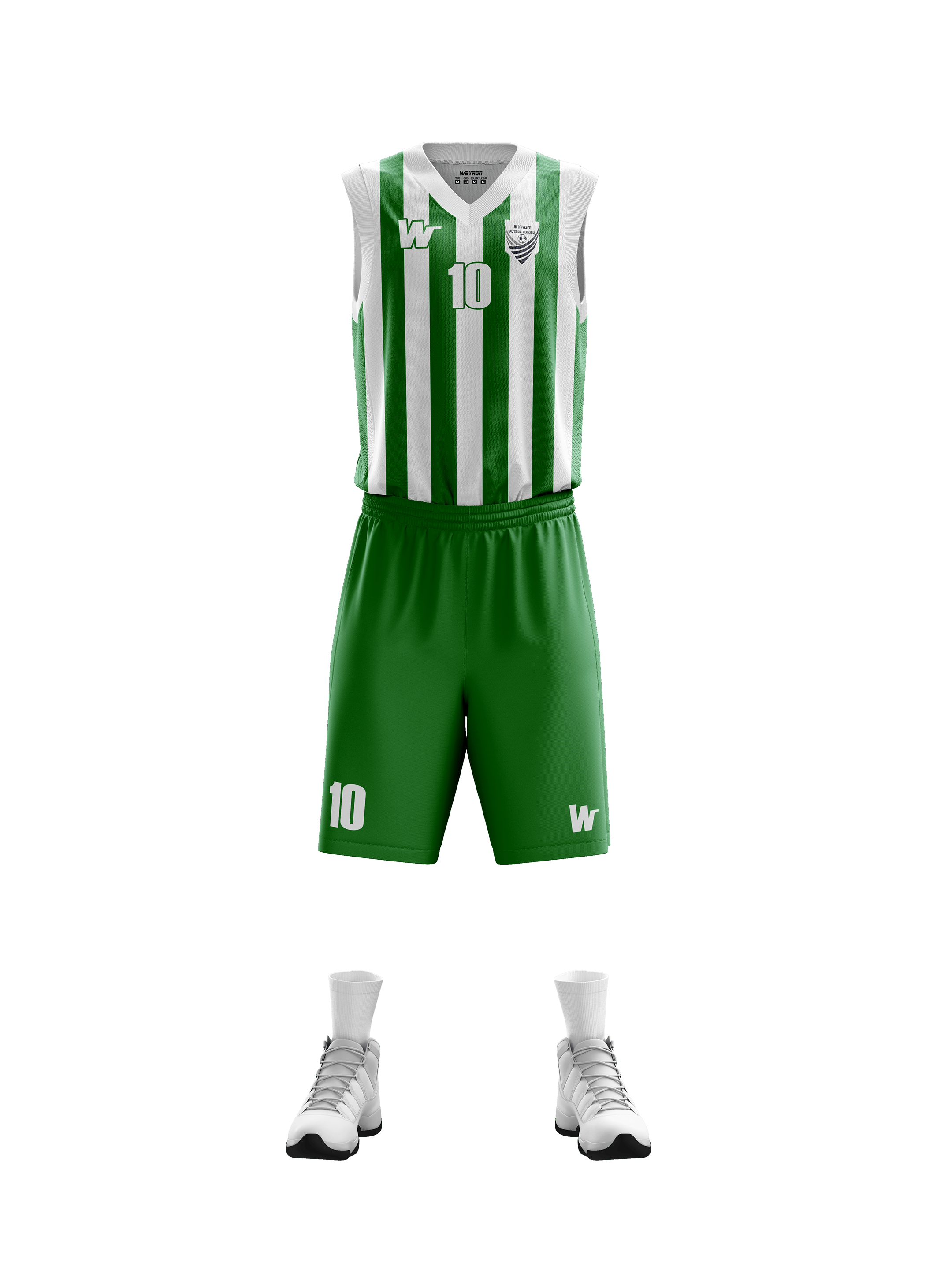 Basketbol Çubuklu Forma Takım Model 002 0600-01 Yeşil Beyaz