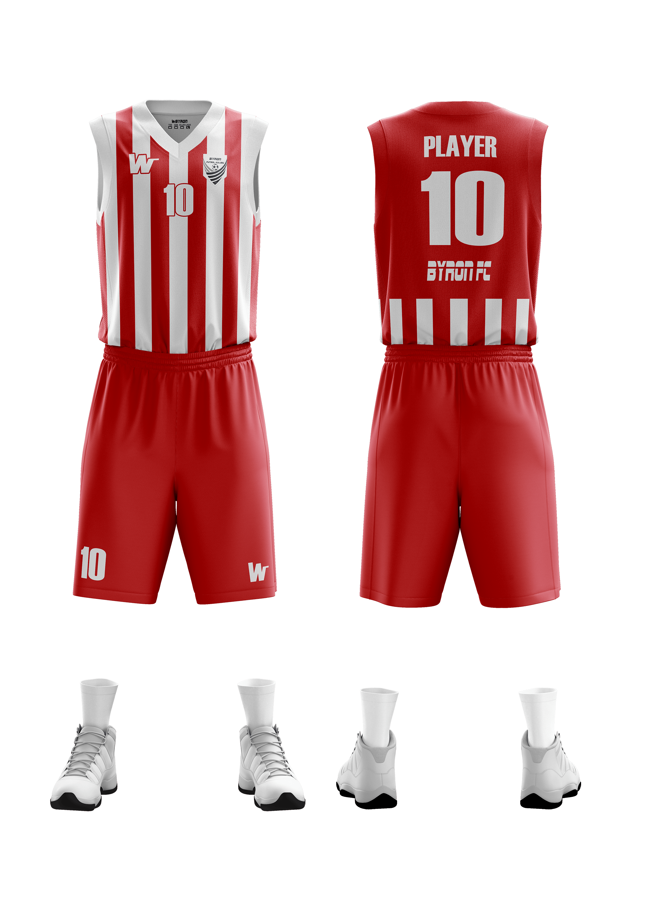 Basketbol Çubuklu Forma Takım Model 002 0200-01 Kırmızı Beyaz