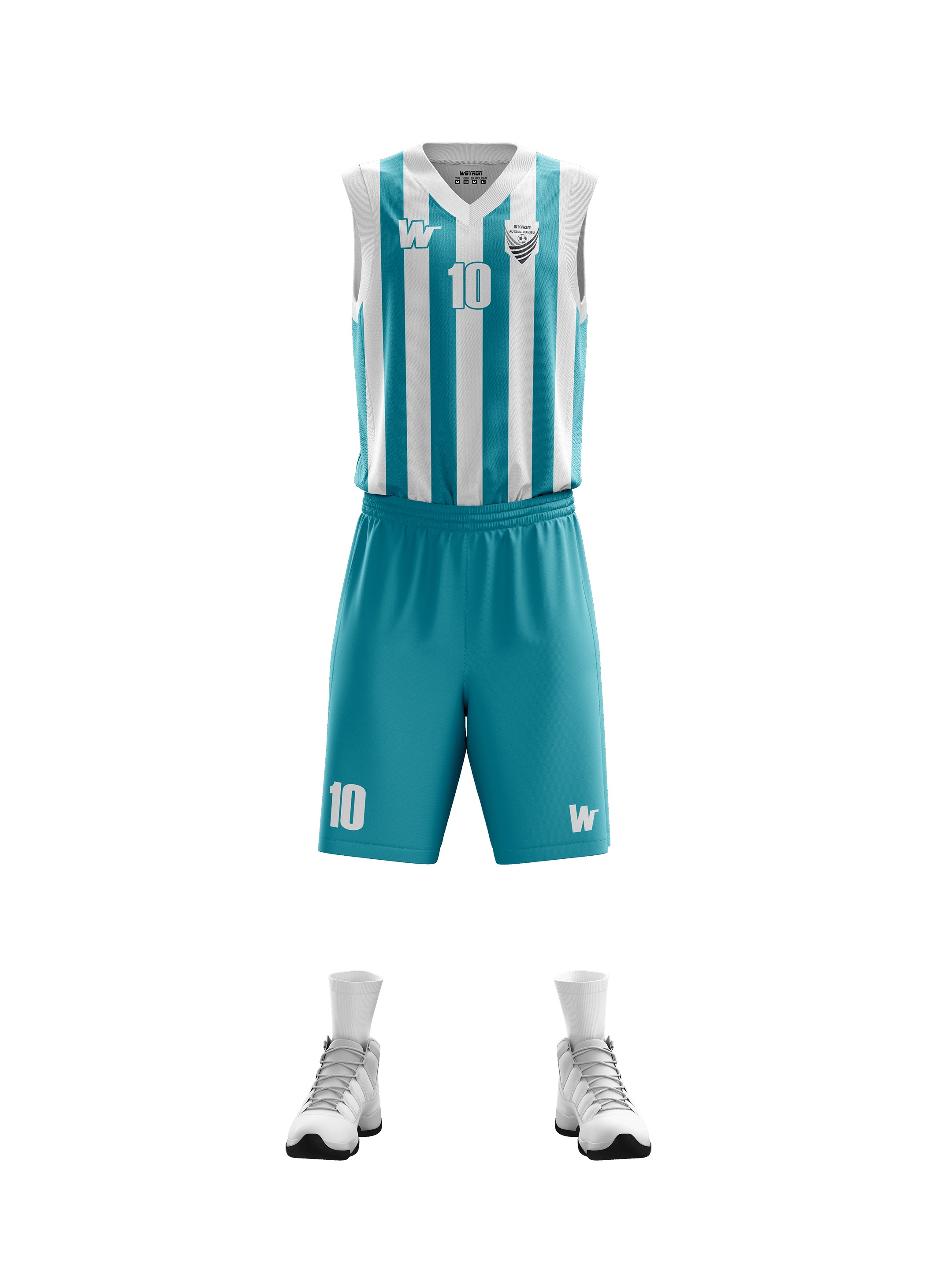 Basketbol Çubuklu Forma Takım Model 002 0700-01 Petrol Beyaz