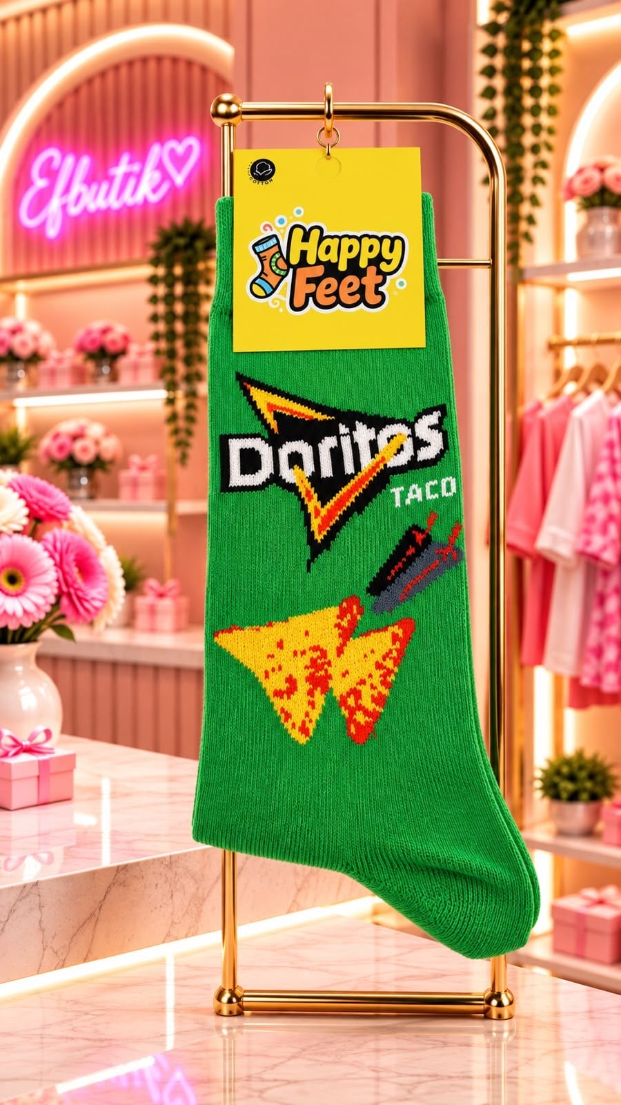  Doritos Taco Desenli Yeşil Çorap