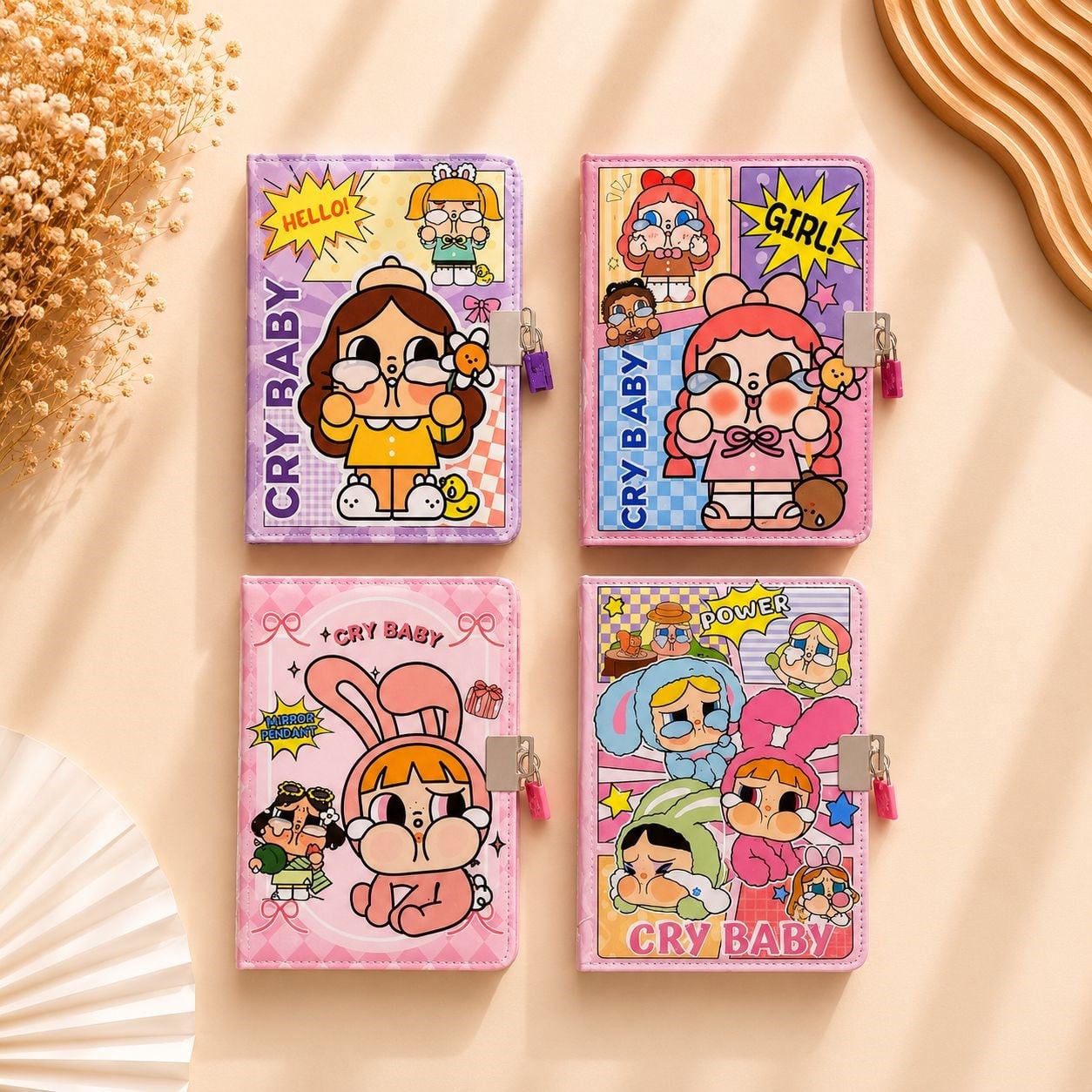 Cry Baby Sert Kapaklı Kilitli Defter 