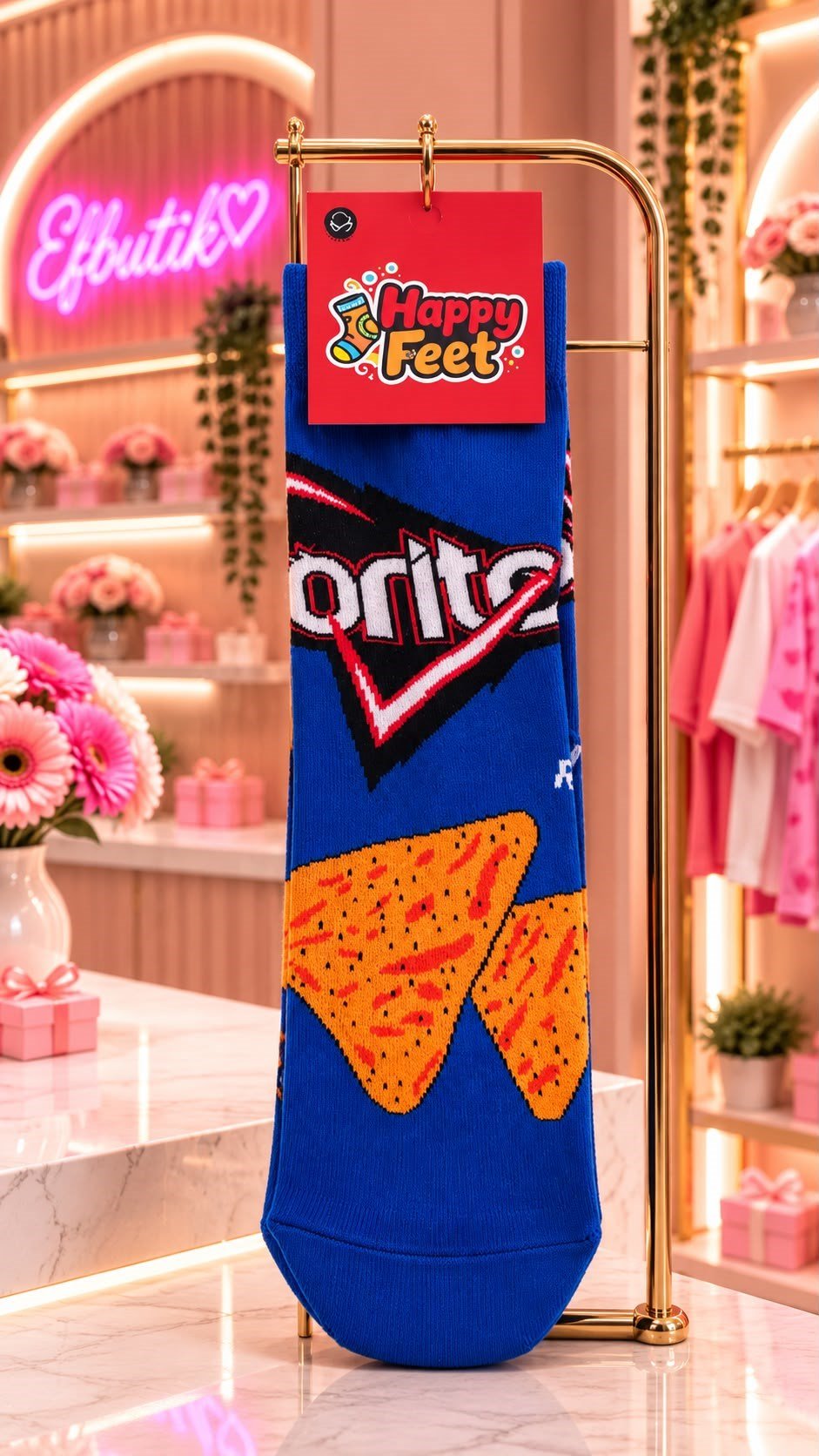 Doritos Nacho Peynirli Desenli Esprili Uzun Çorap