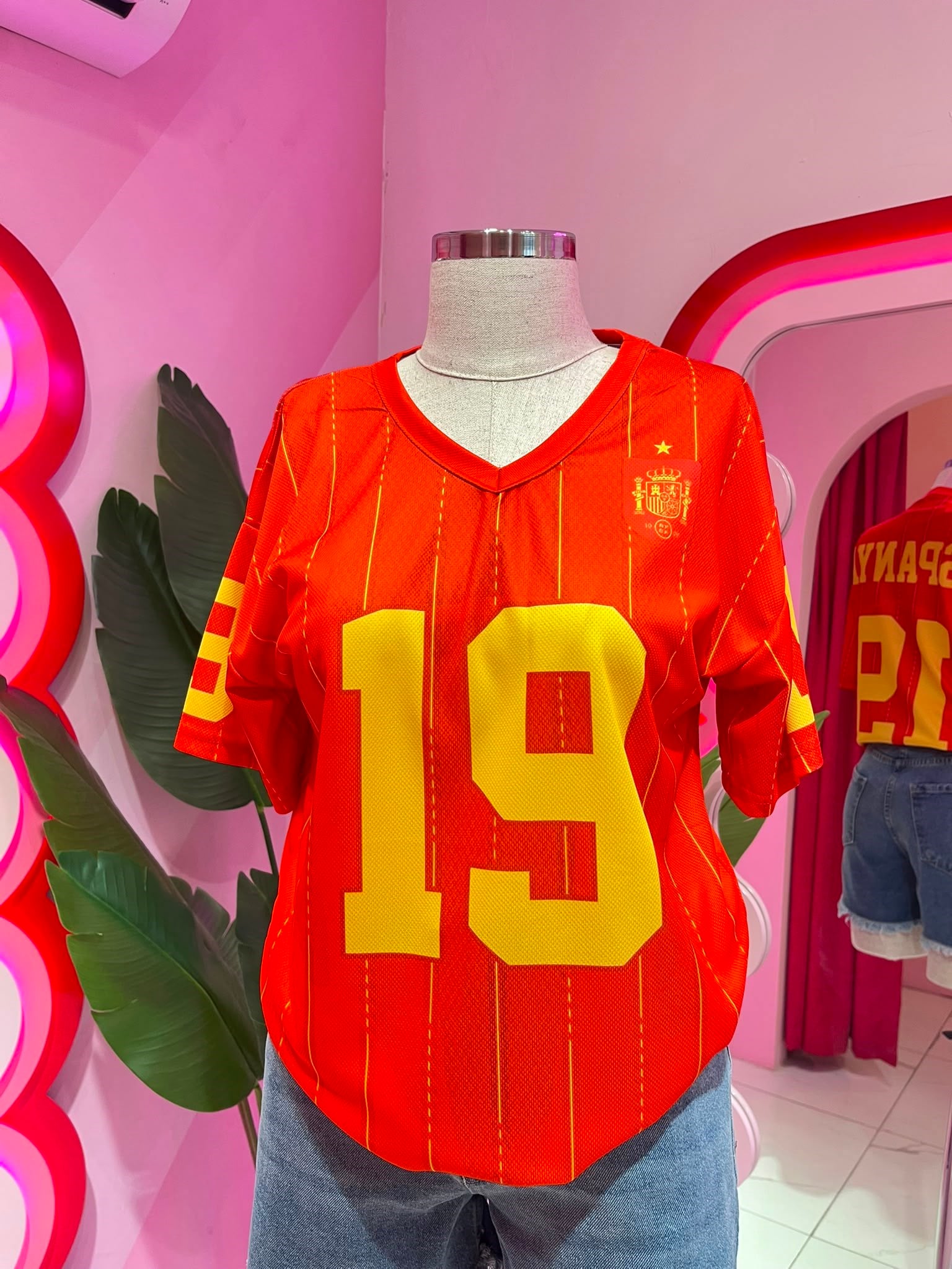 Kırmızı V Yaka Espana Jersey T-Shirt