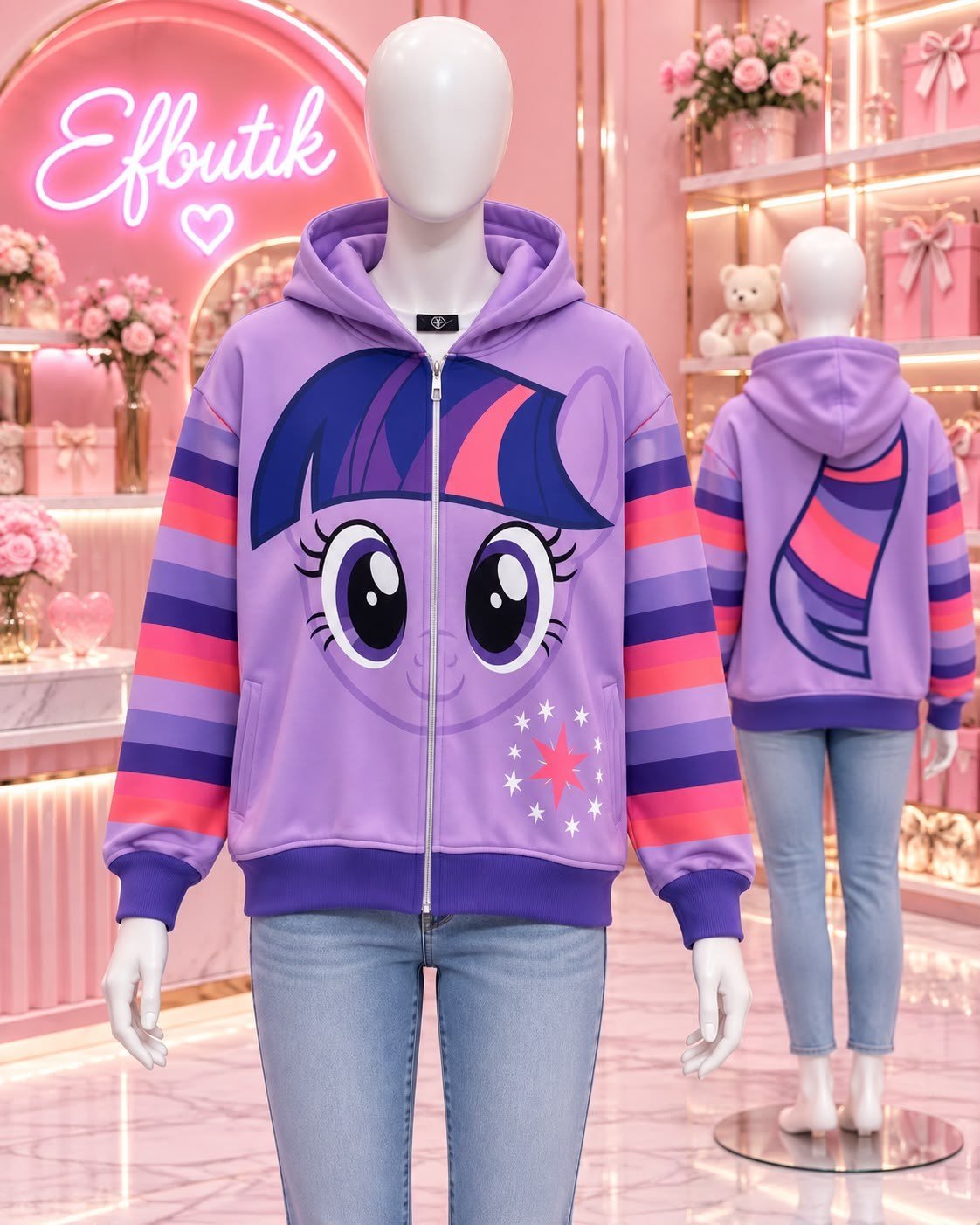 Mor My Little Pony Twilight Sparkle Kapüşonlu  Şardonlu Hırka