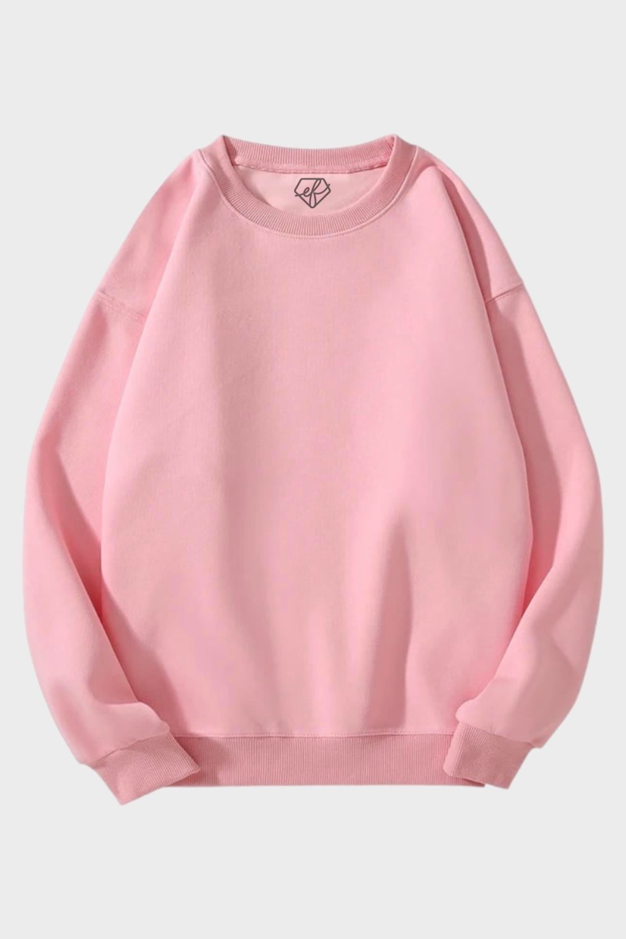 Pembe 3 İplik Şardonlu Basic Sweatshirt 