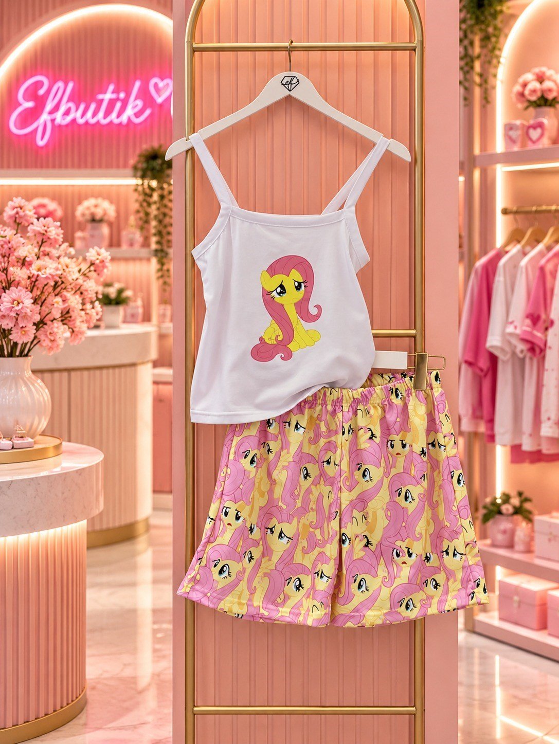 Pembe  My Little Pony Fluttershy Şortlu Takım 