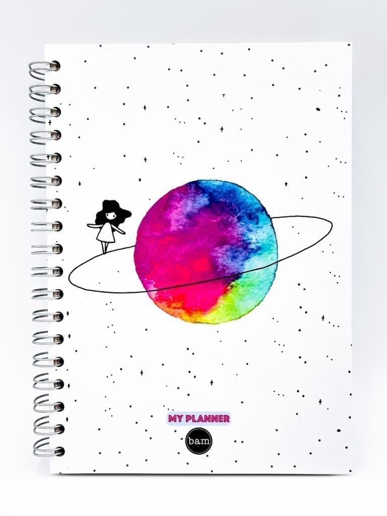 Telli Planlayıcı Defter Ajanda - Beyaz Satürn