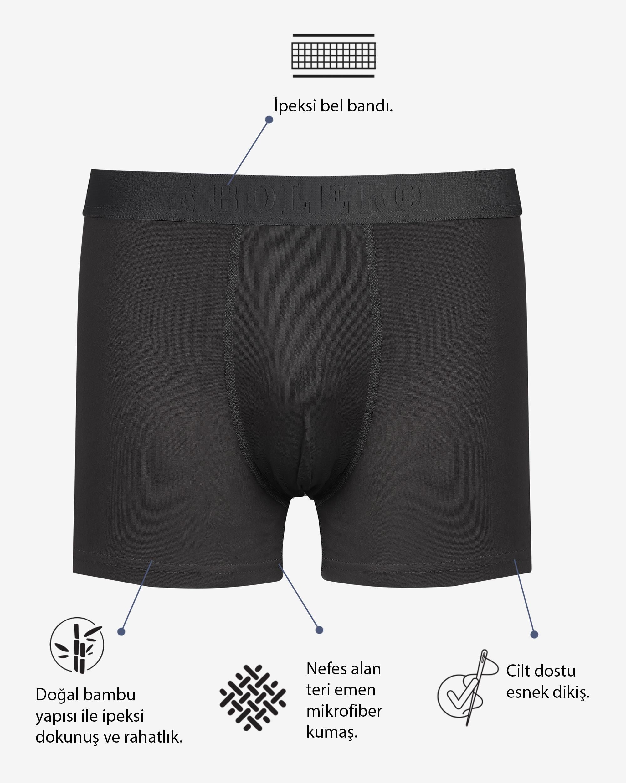 Bambu Erkek Siyah Boxer