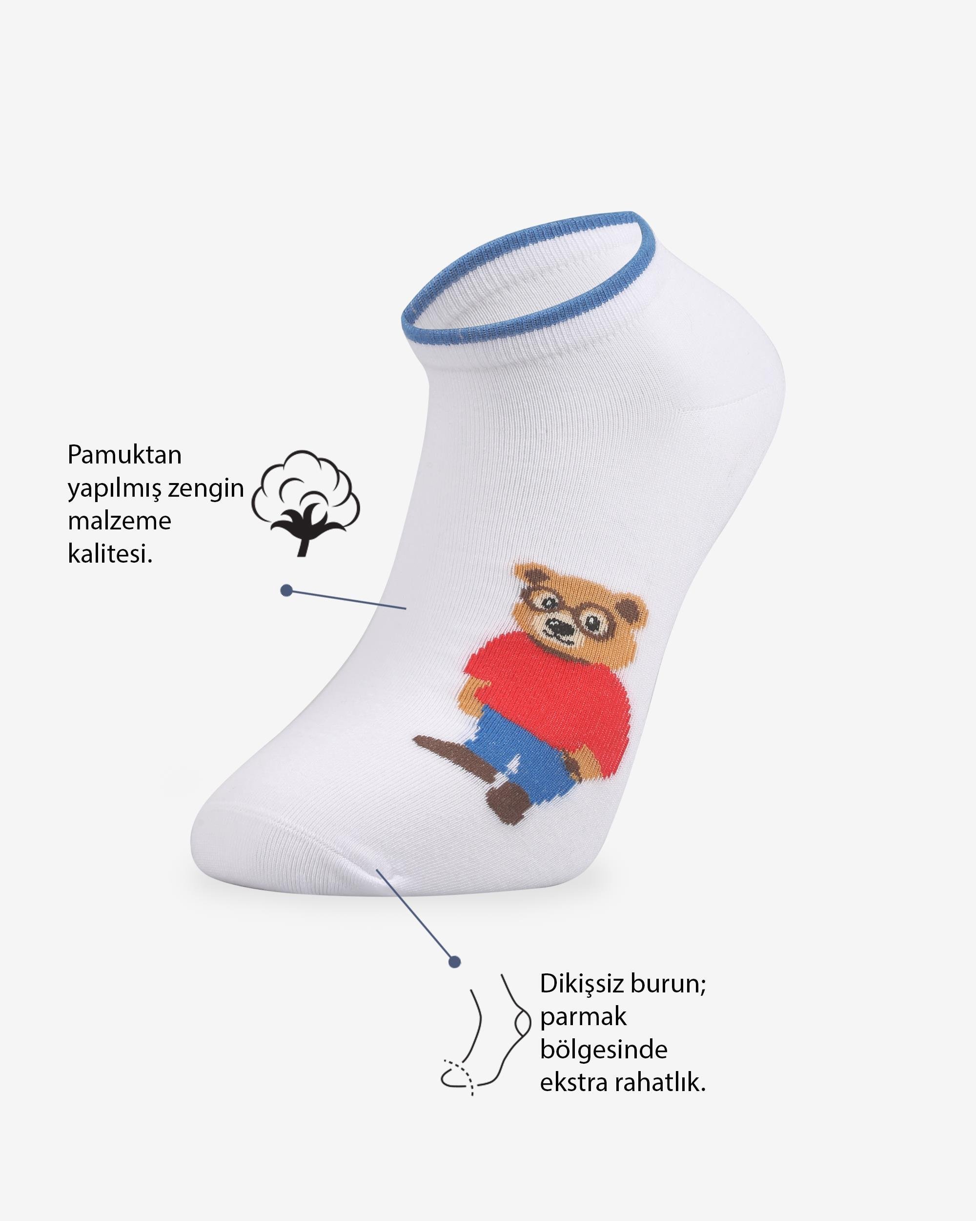 Erkek 3'lü Teddy Patik Çorap