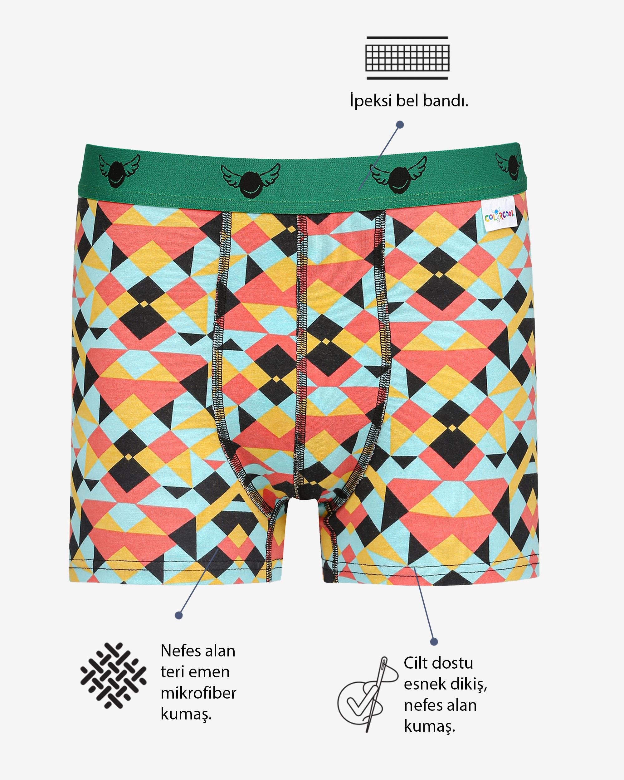 Geometric Retro Desen Boxer ve Çorap
