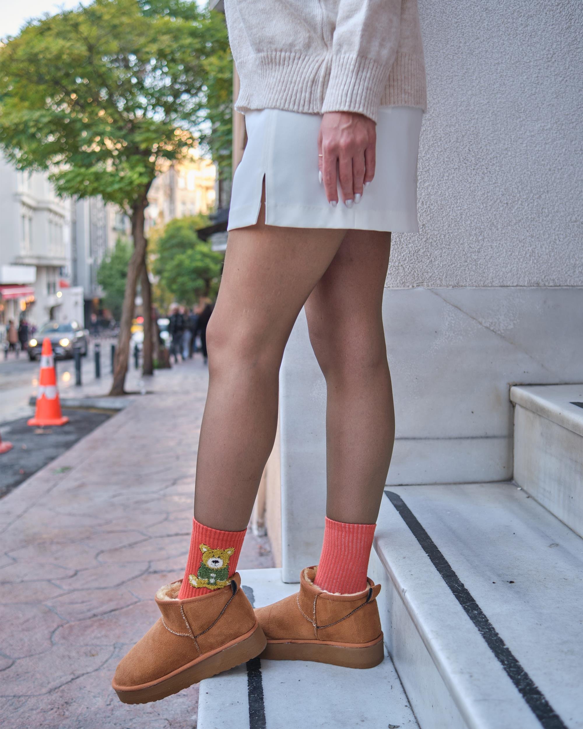 Kadın 3'lü Ayıcıklı Kolej Çorabı