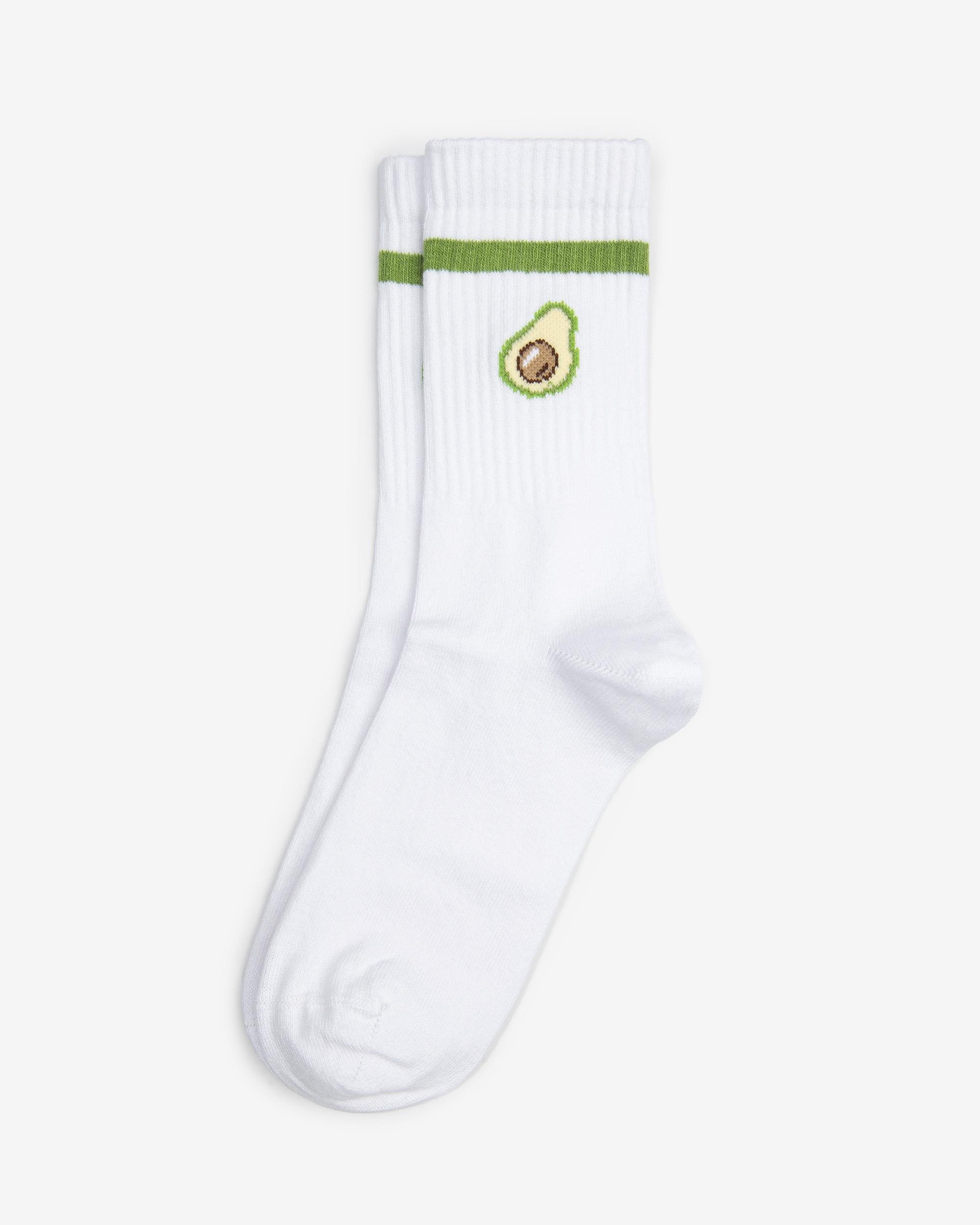 Kadın Beyaz Fitilli Avokadolu Çorap