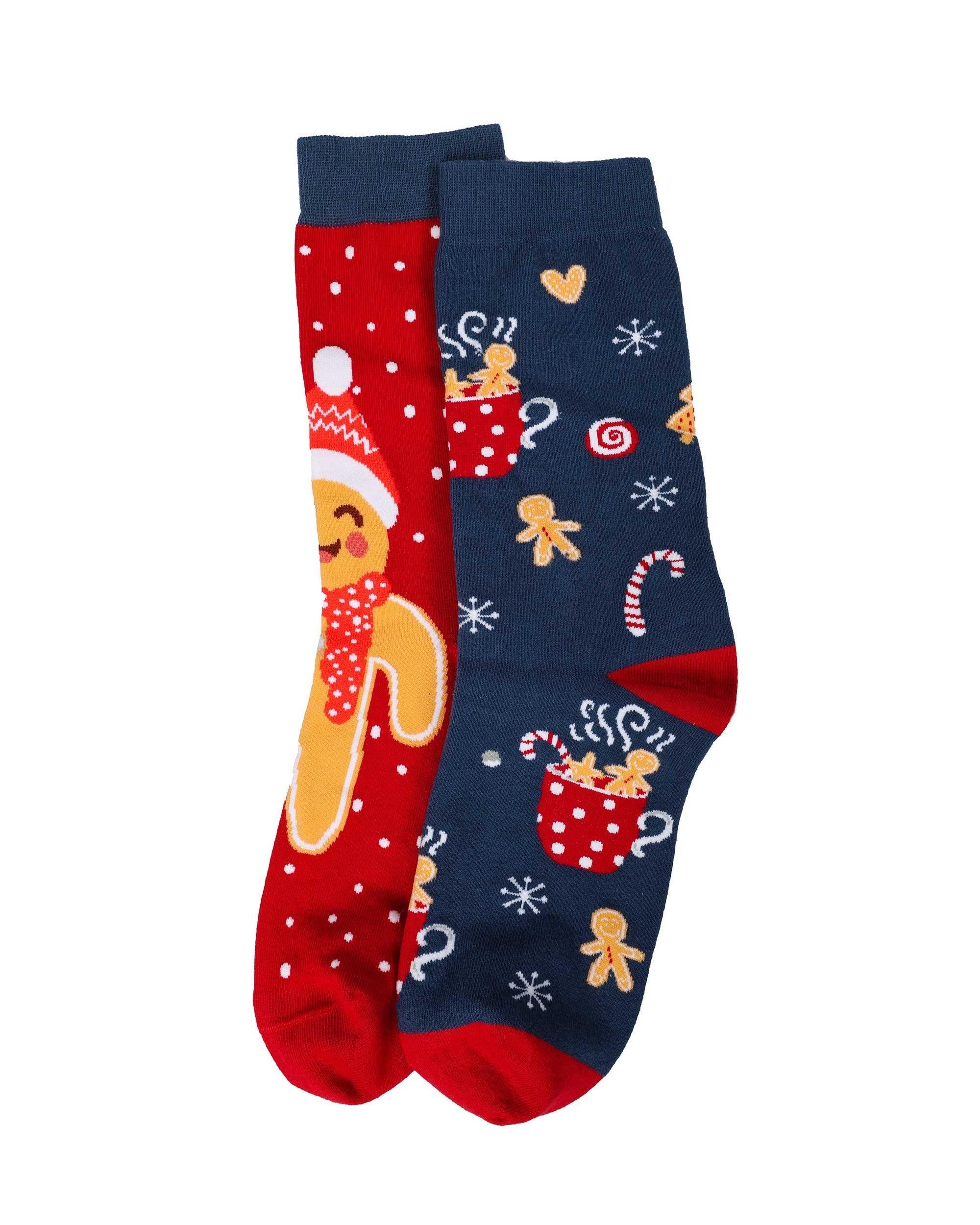 Kadın Kurabiye desenli Eşi Farklı Yılbaşı Çorabı