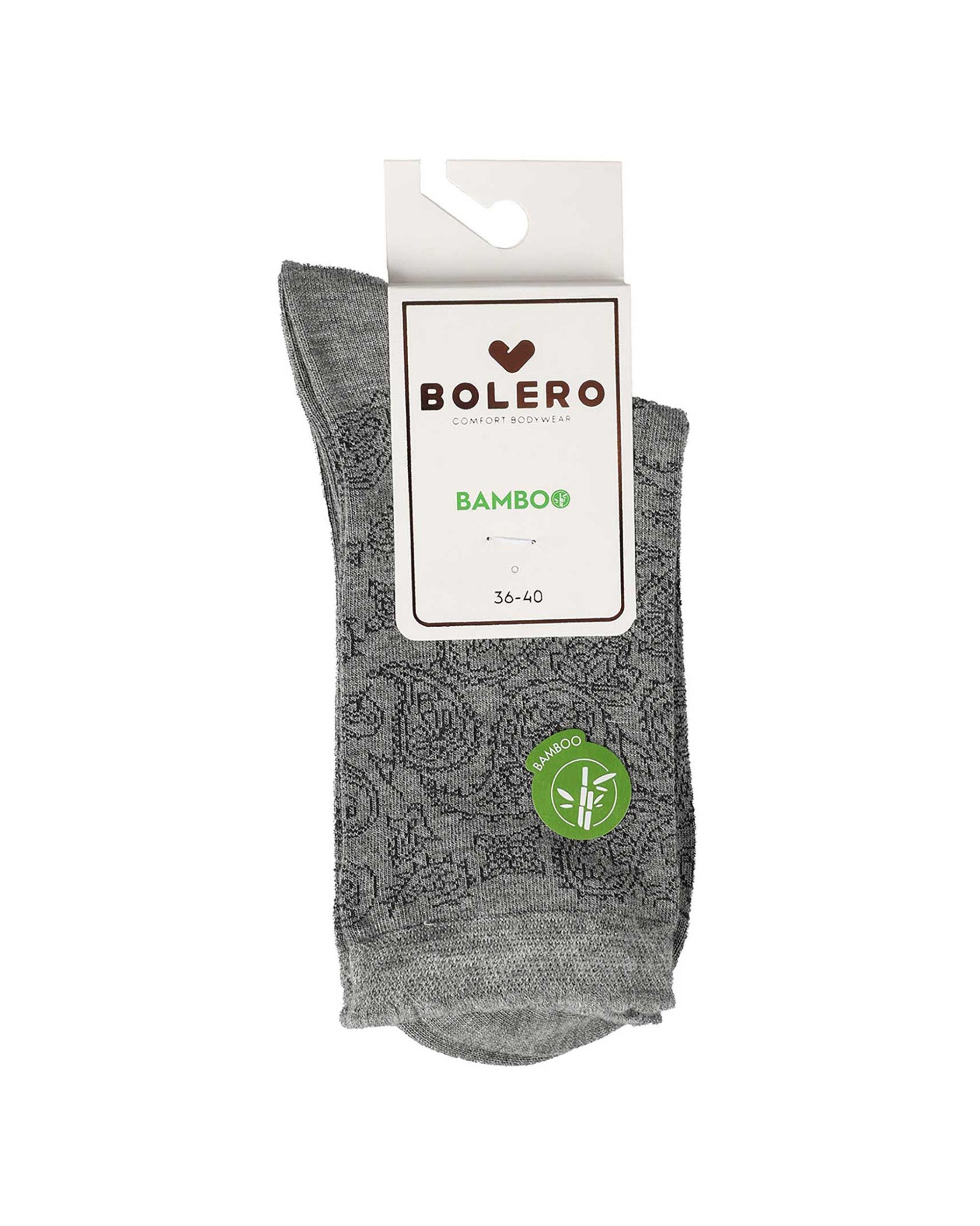 Kadın Premium Dikişsiz Bambu Çorap Şal Desen Gri