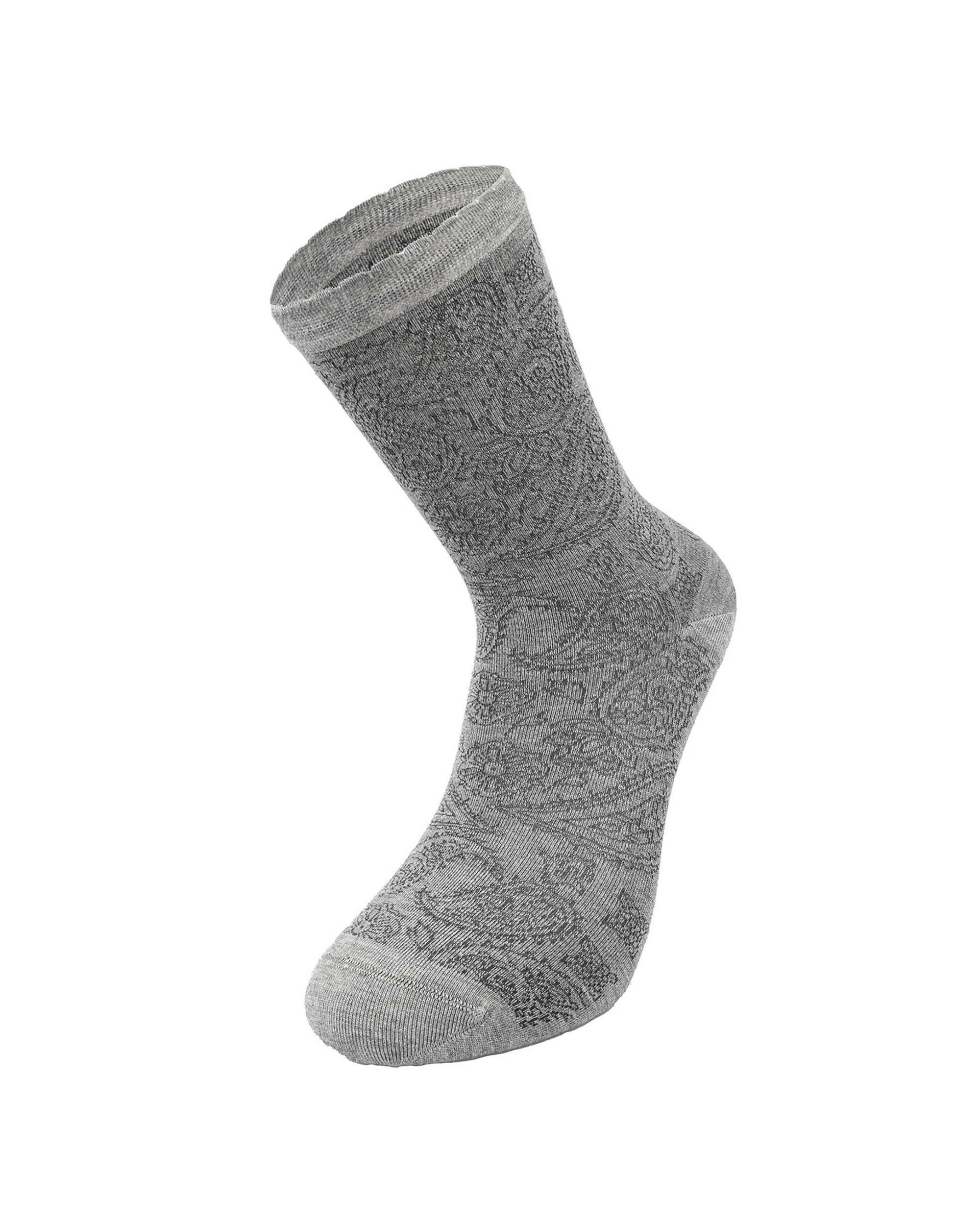 Kadın Premium Dikişsiz Bambu Çorap Şal Desen Gri