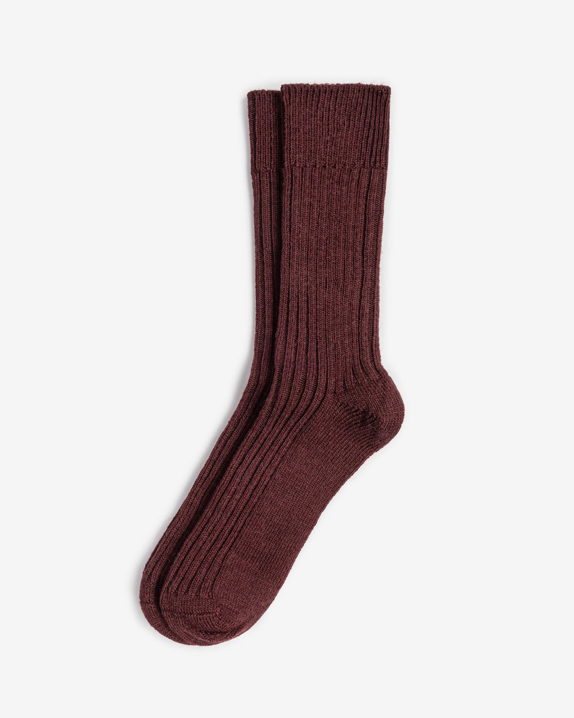Merino Bordo Yün Kadın Çorap