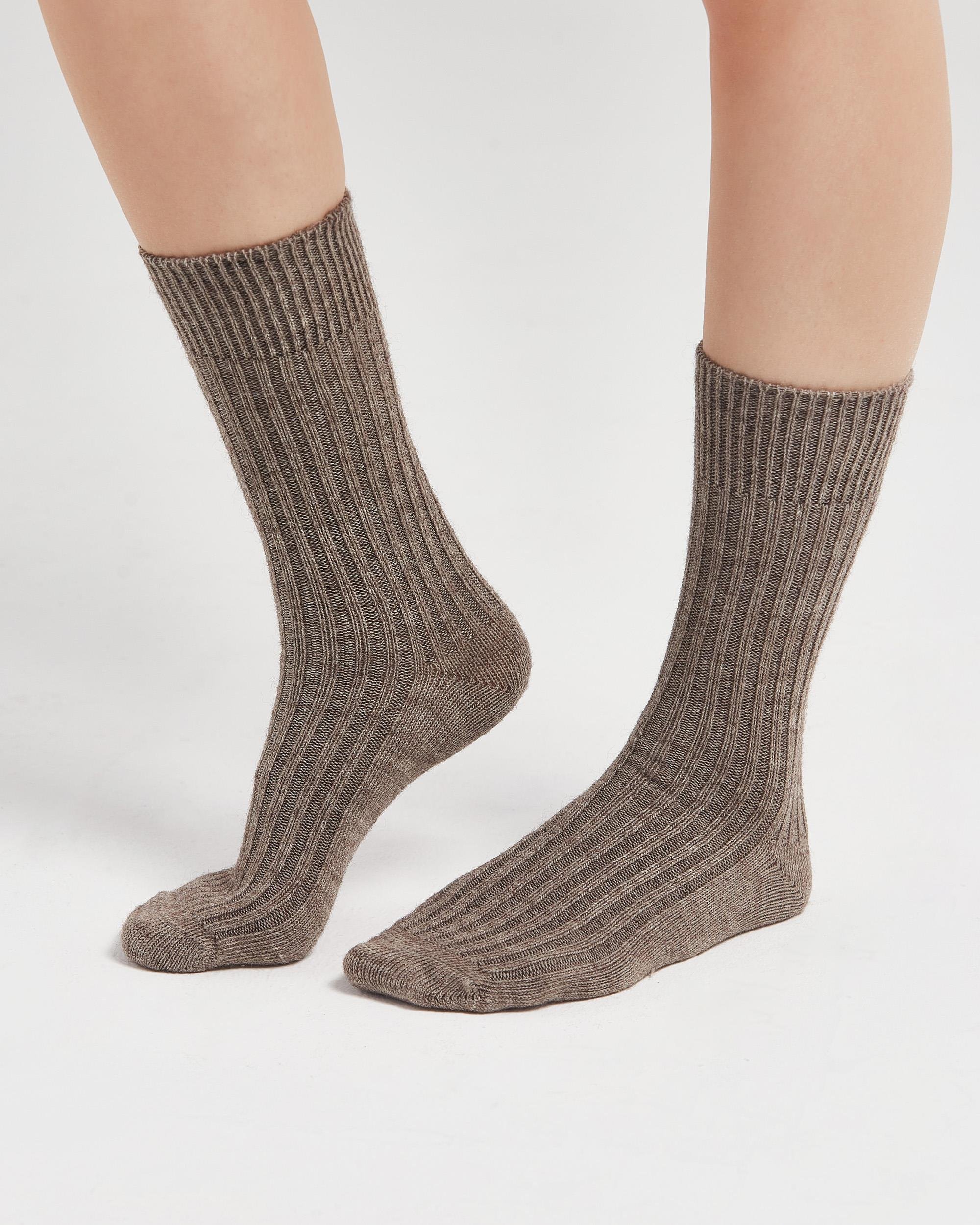 Merino Yün Kadın Çorap Kahve