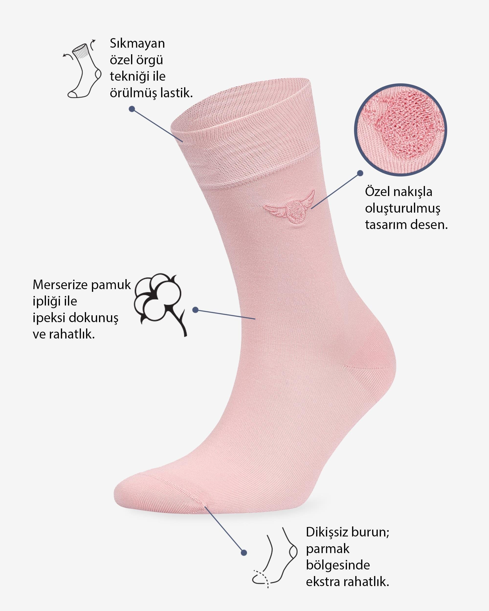 Pembe Renkli Düz Merserize Çorap