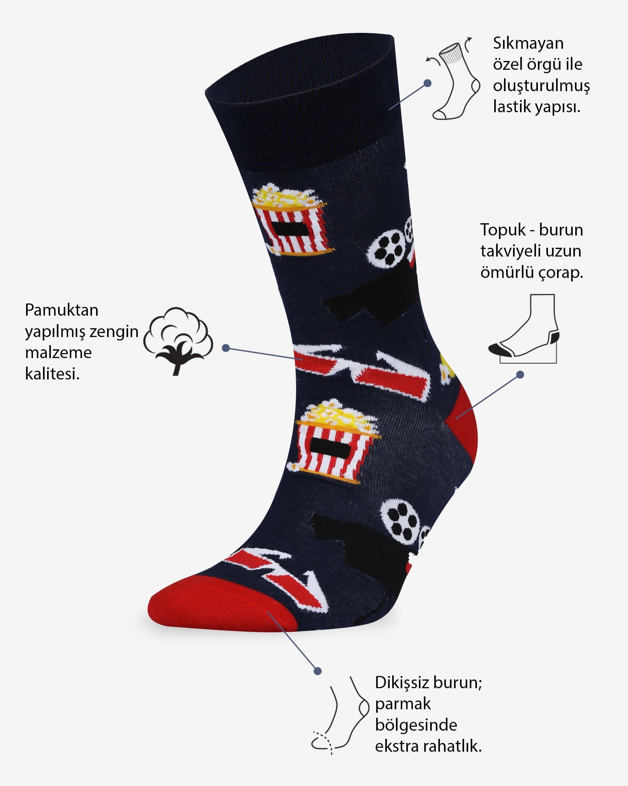 Popcorn Cinema Eşi Farklı Çorap