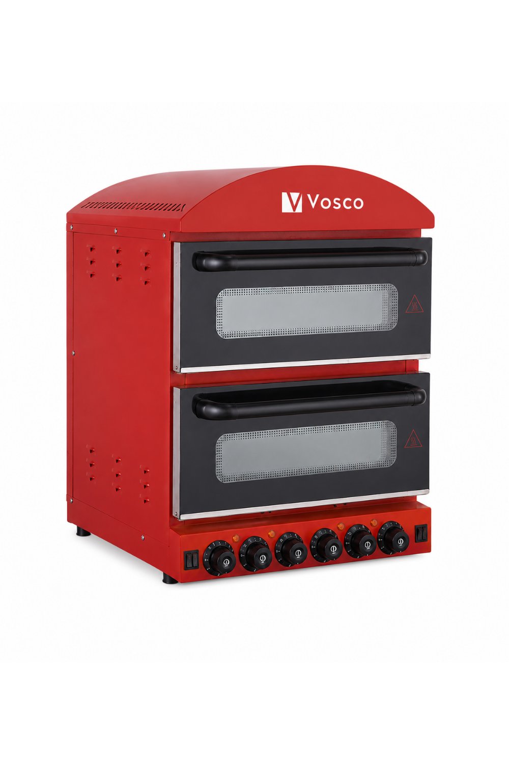 Vosco Çift Katlı Elektrikli Pizza Fırını - Taş Tabanlı Profesyonel Kırmızı Pizza Fırını