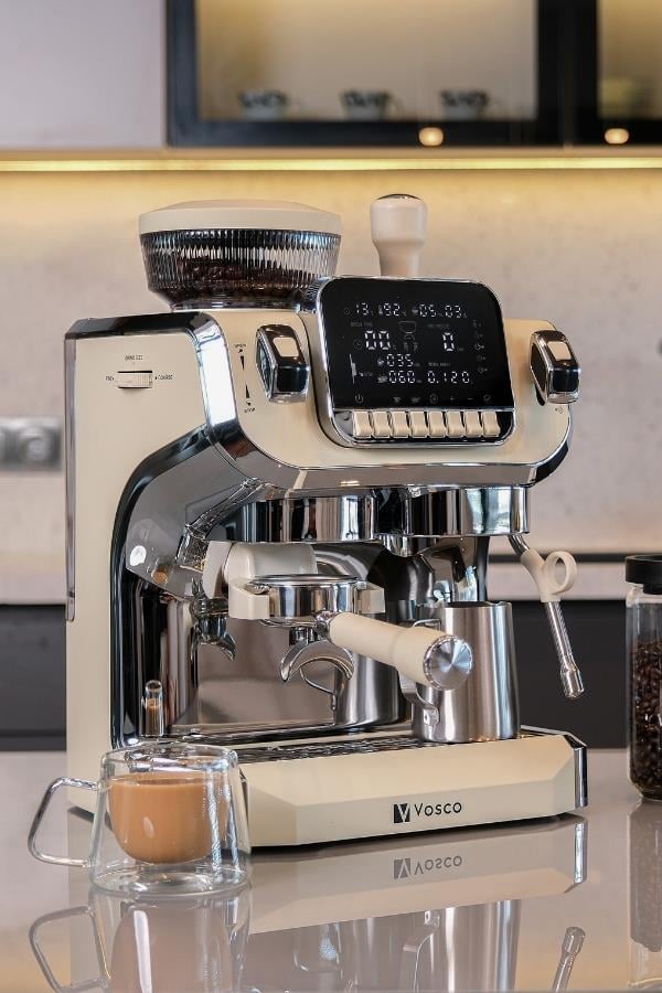 Vosco Tek Kazanlı Öğütücü ve Espresso 2 LT (Beyaz)