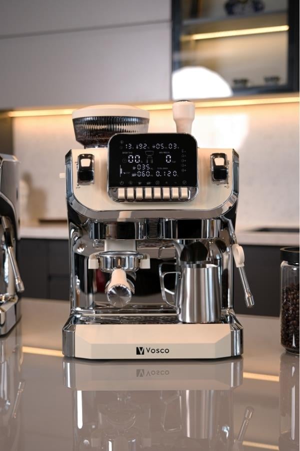 Vosco Tek Kazanlı Öğütücü ve Espresso 2 LT (Beyaz)
