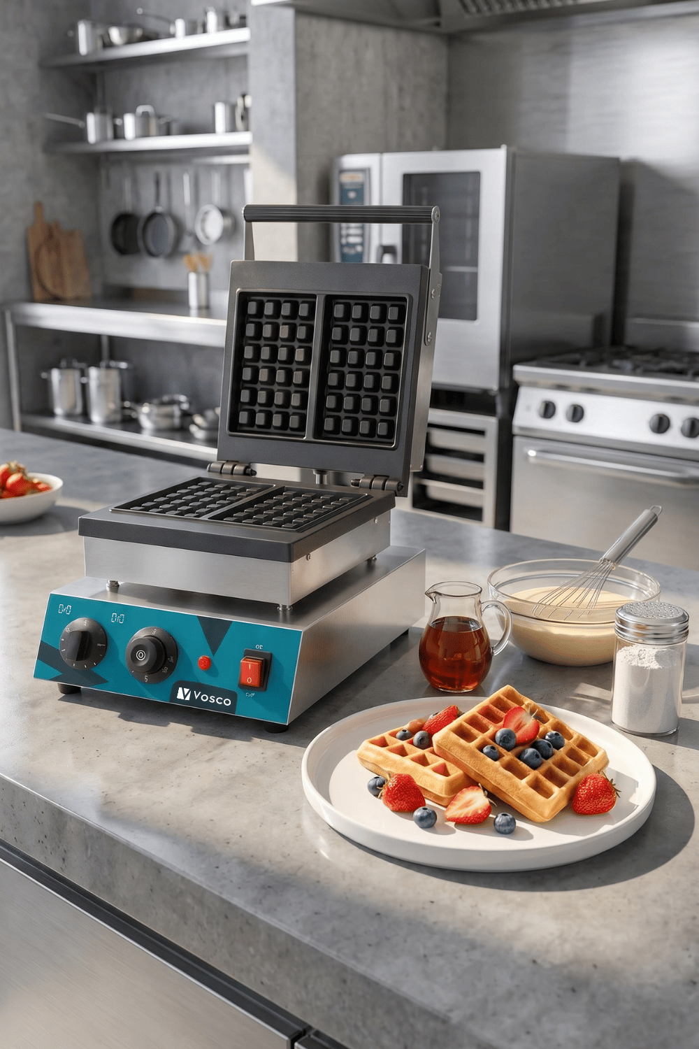 Vosco Tekli Kare Waffle Makinesi - Profesyonel Waffle Makinesi 1750W