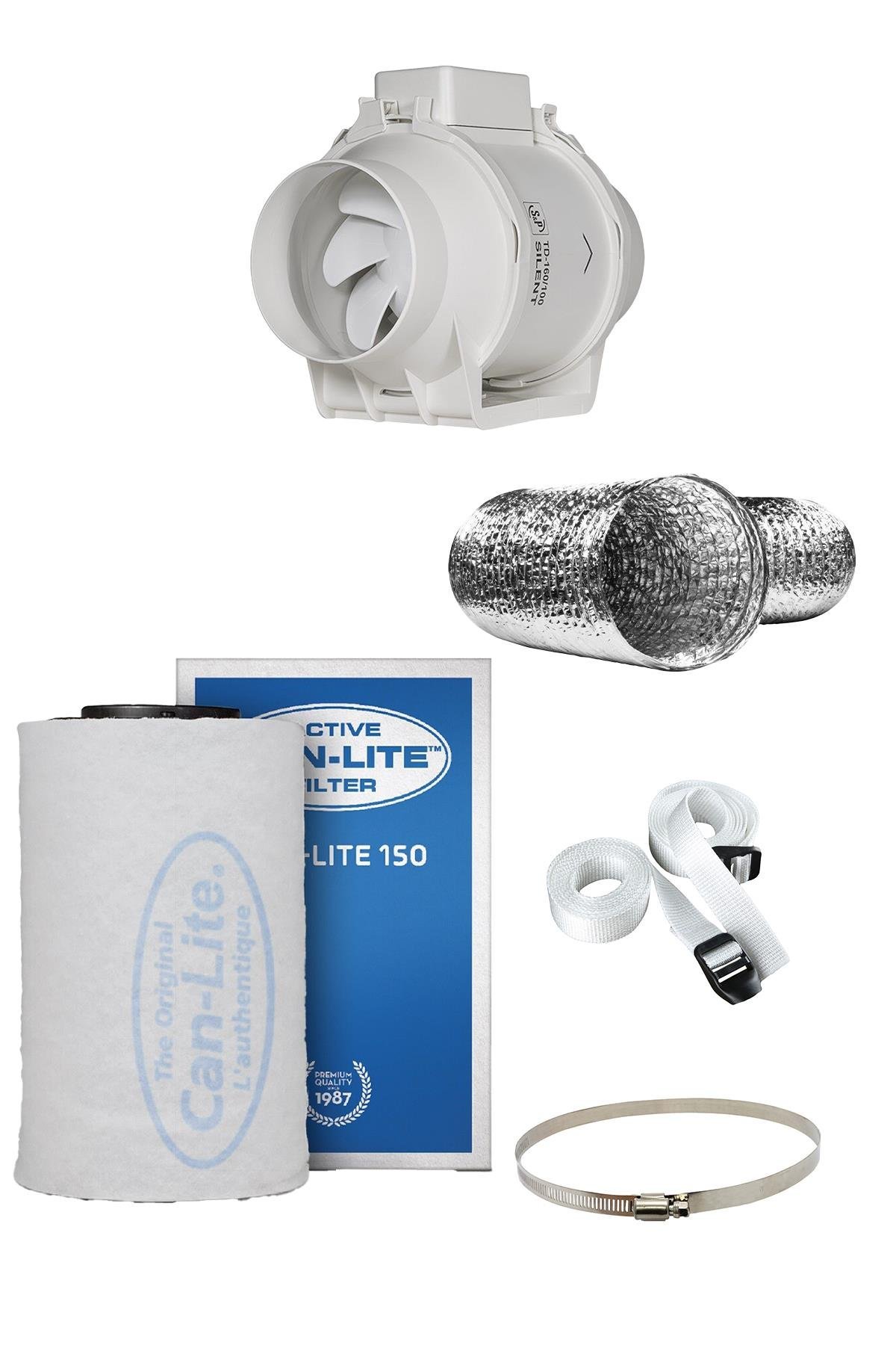 165 m3 Can Lite Karbon Filtre Sessiz Fan Seti 