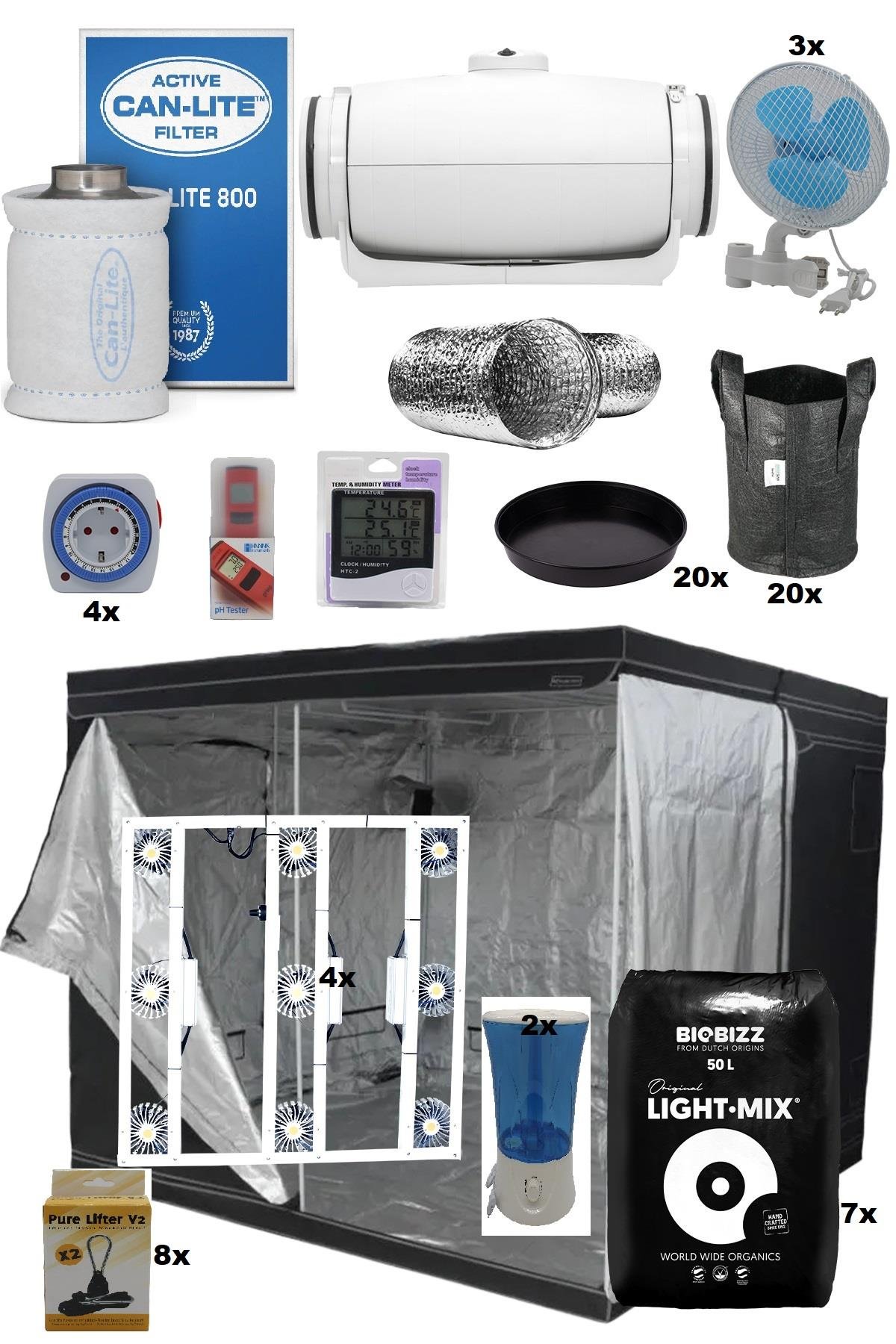 240x240x200 Bitki Yetiştirme Kabin Seti Pro