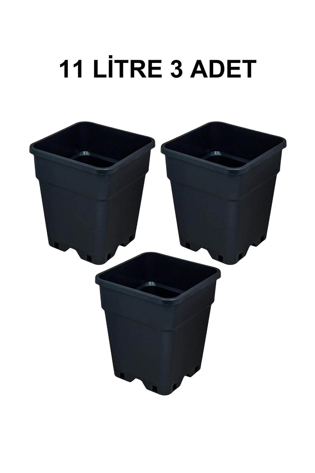 Grow Wizard Plastik Kare Saksı 11 Litre 3 Adet