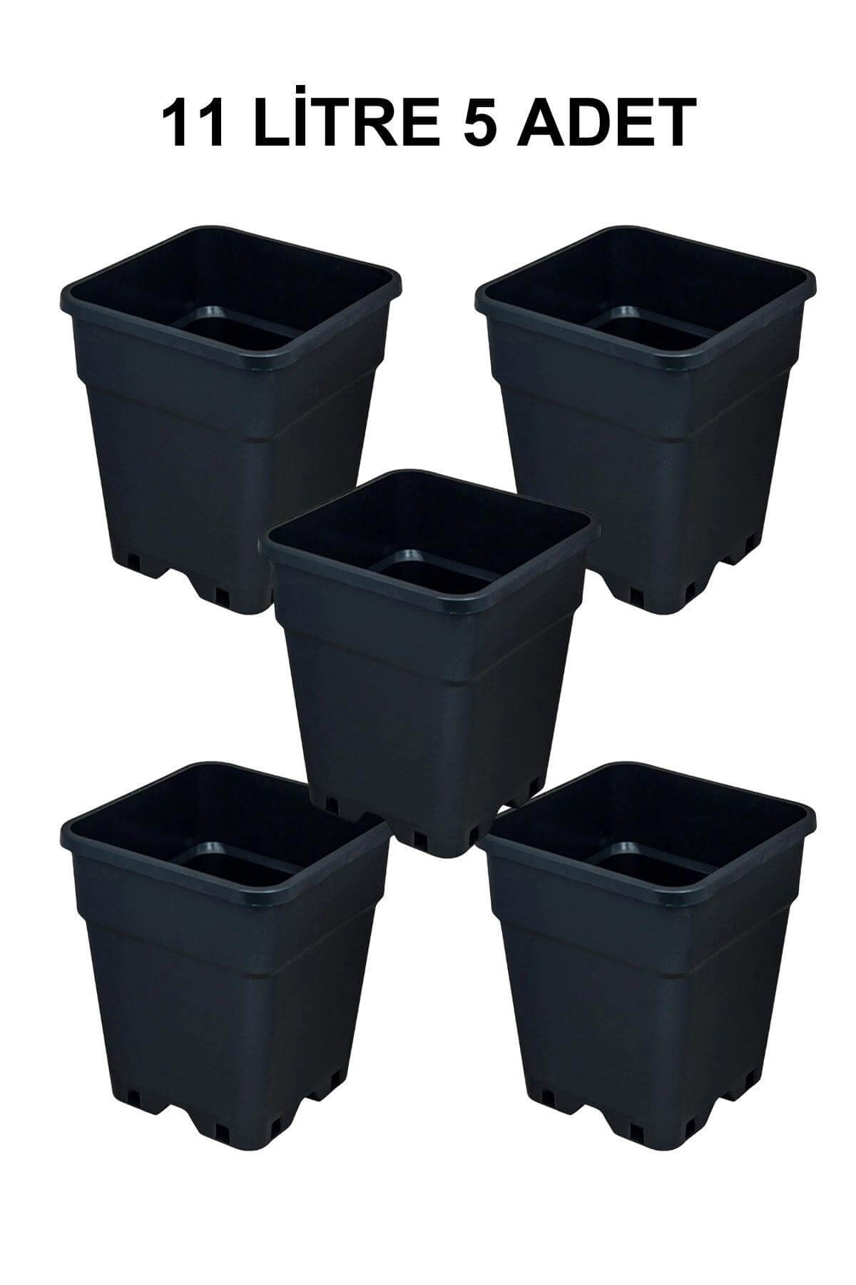 Grow Wizard Plastik Kare Saksı 11 Litre 5 Adet