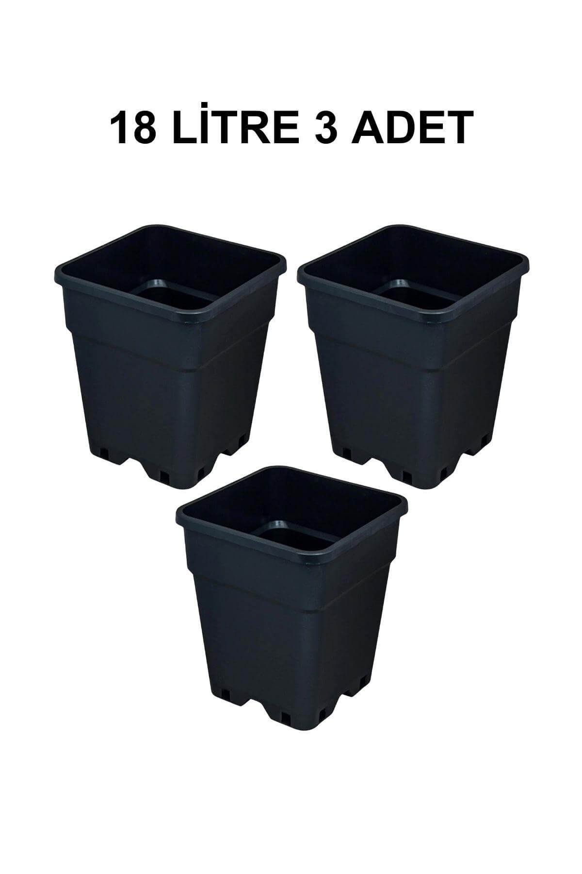 Grow Wizard Plastik Kare Saksı 18 Litre 3 Adet
