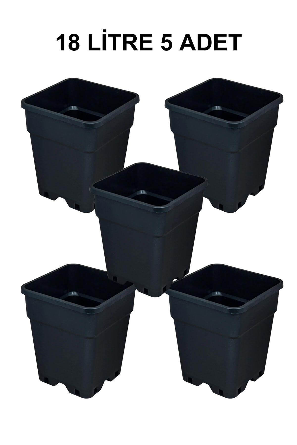 Grow Wizard Plastik Kare Saksı 18 Litre 5 Adet