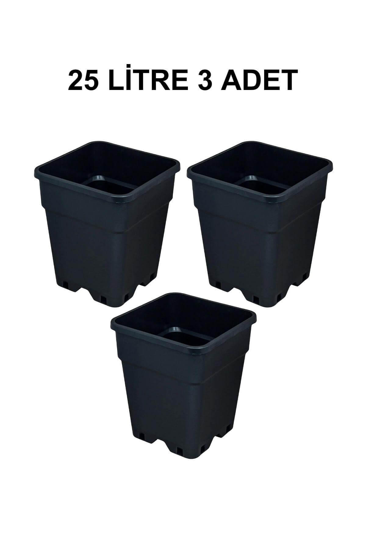 Grow Wizard Plastik Kare Saksı 25 Litre 3 Adet