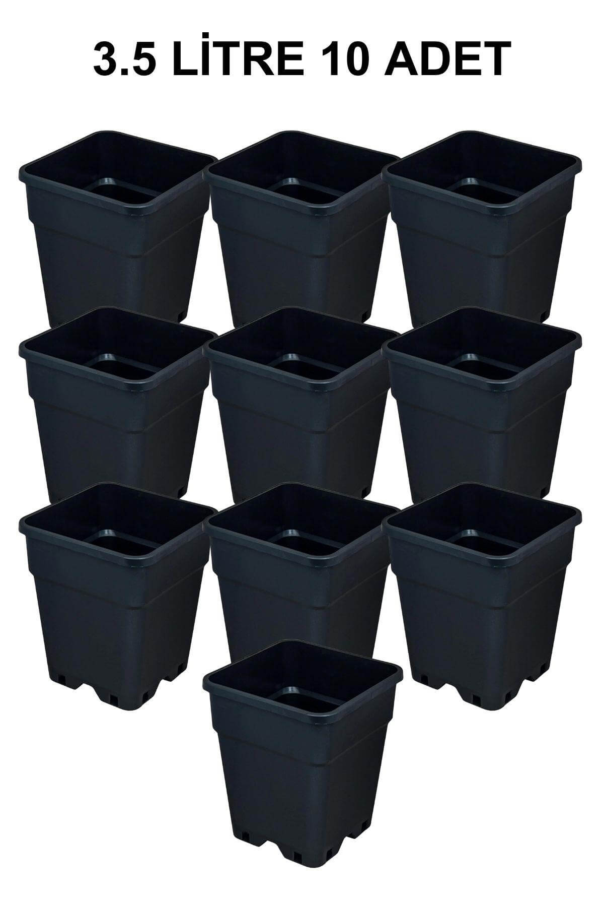 Grow Wizard Plastik Kare Saksı 3.5 Litre 10 Adet