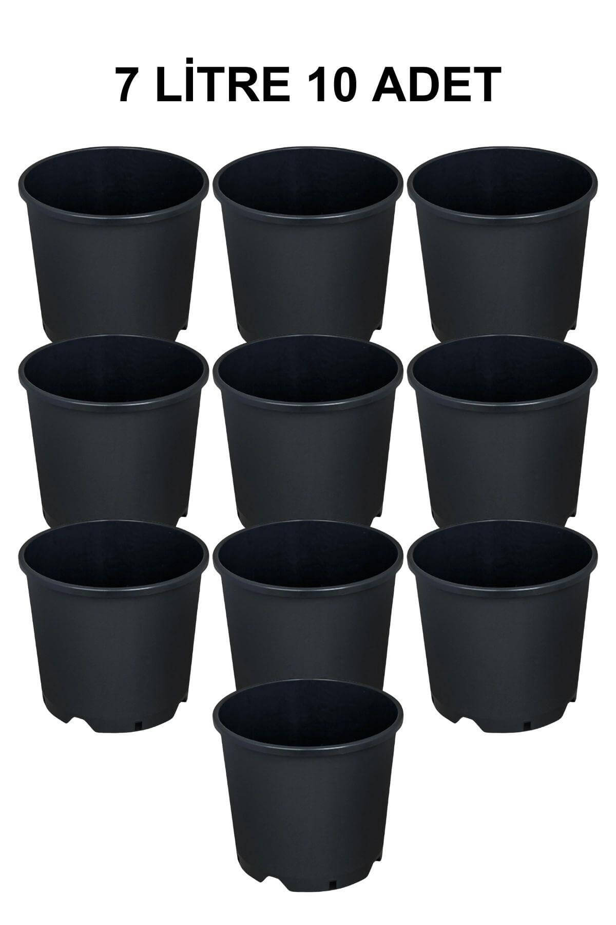 Grow Wizard Plastik Yuvarlak Saksı 7 Litre 10 Adet