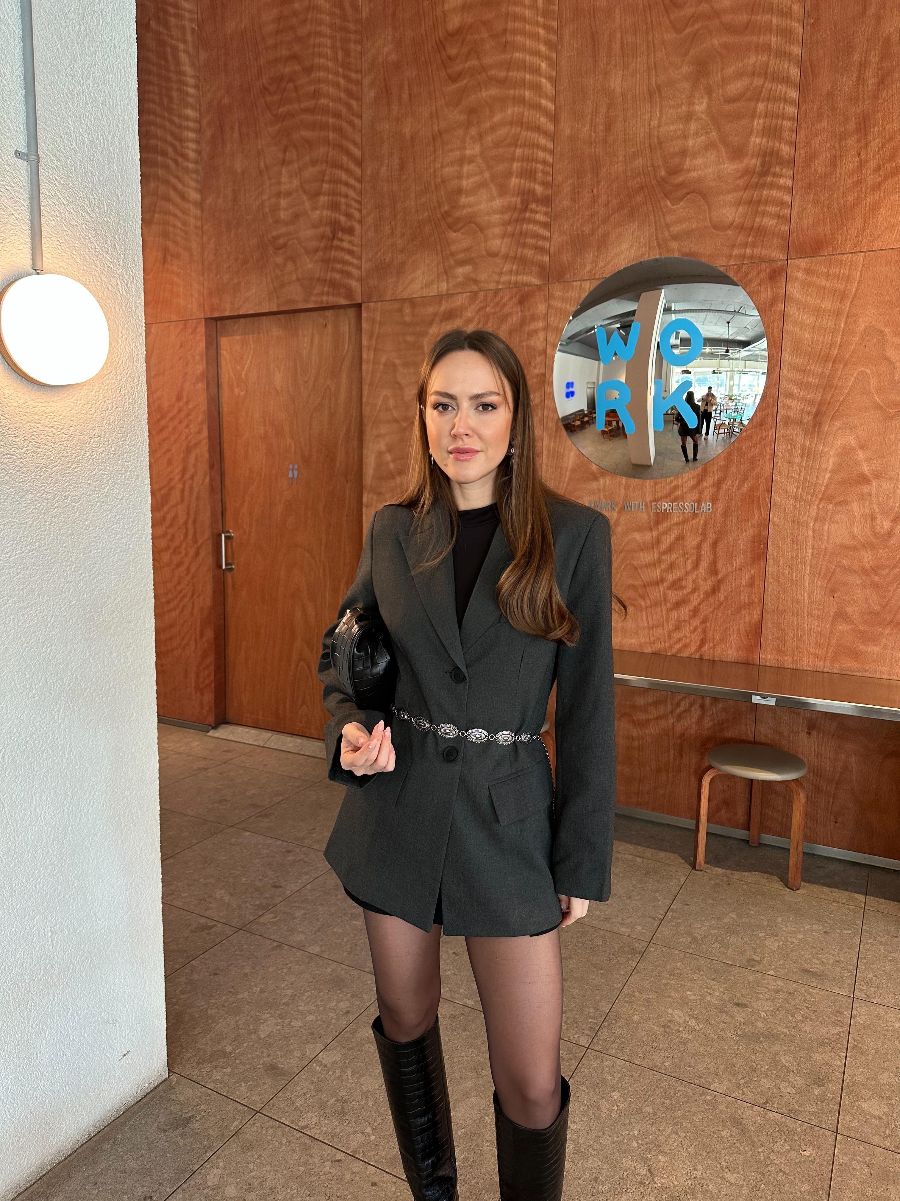BELDEN OTURTMALI DÜĞMELİ ANTRASİT BLAZER CEKET