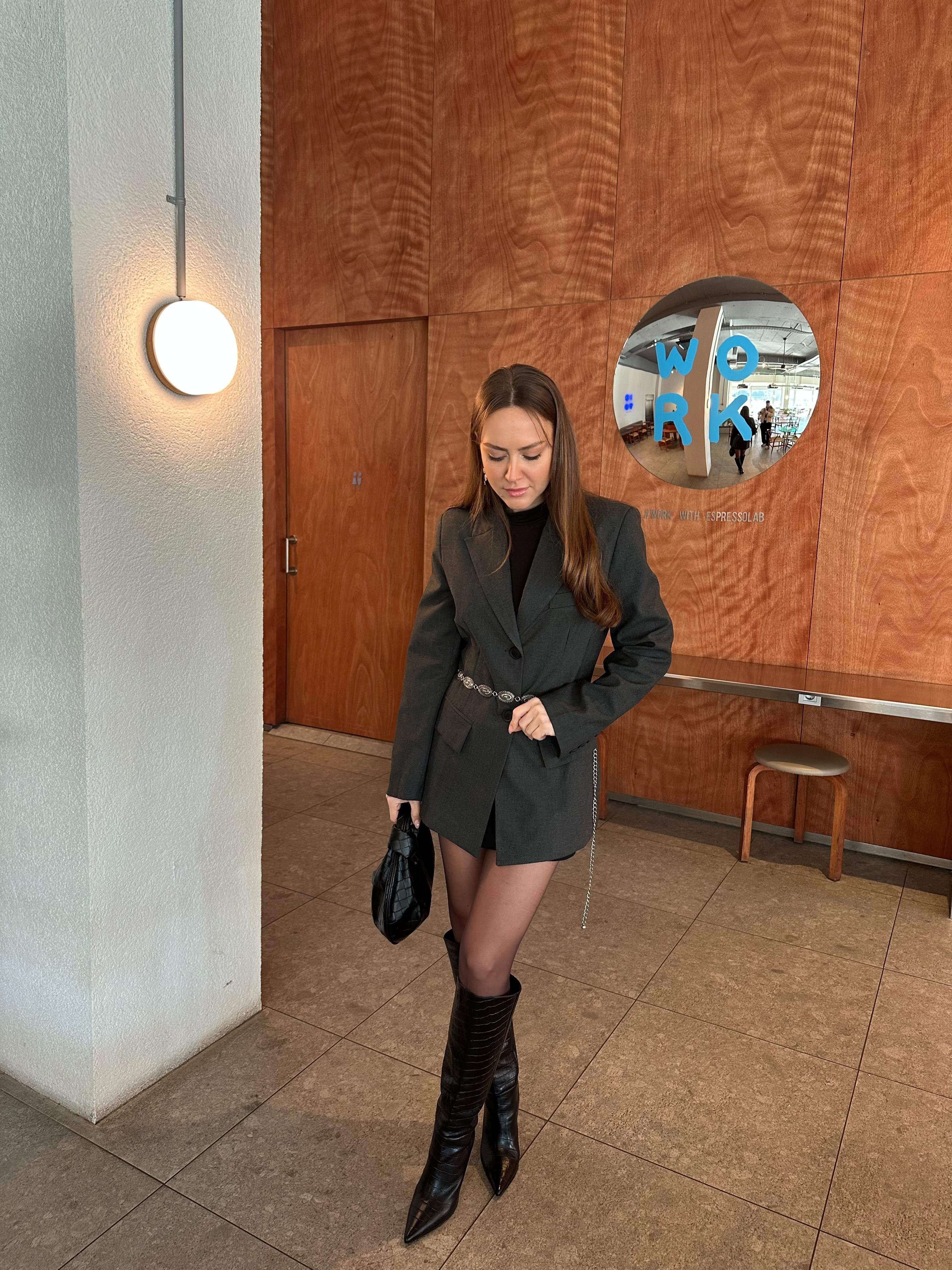 BELDEN OTURTMALI DÜĞMELİ ANTRASİT BLAZER CEKET