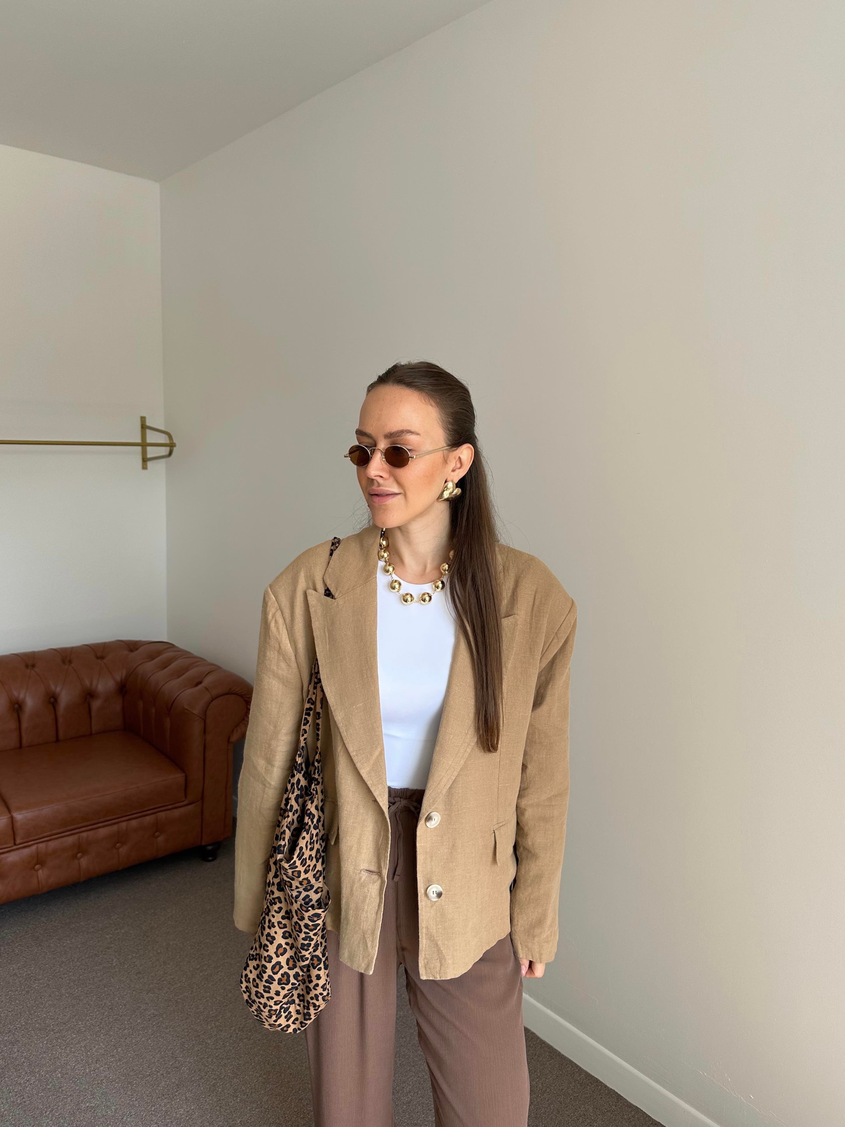 CAMEL ASTARLI %100 KETEN BLAZER CEKET
