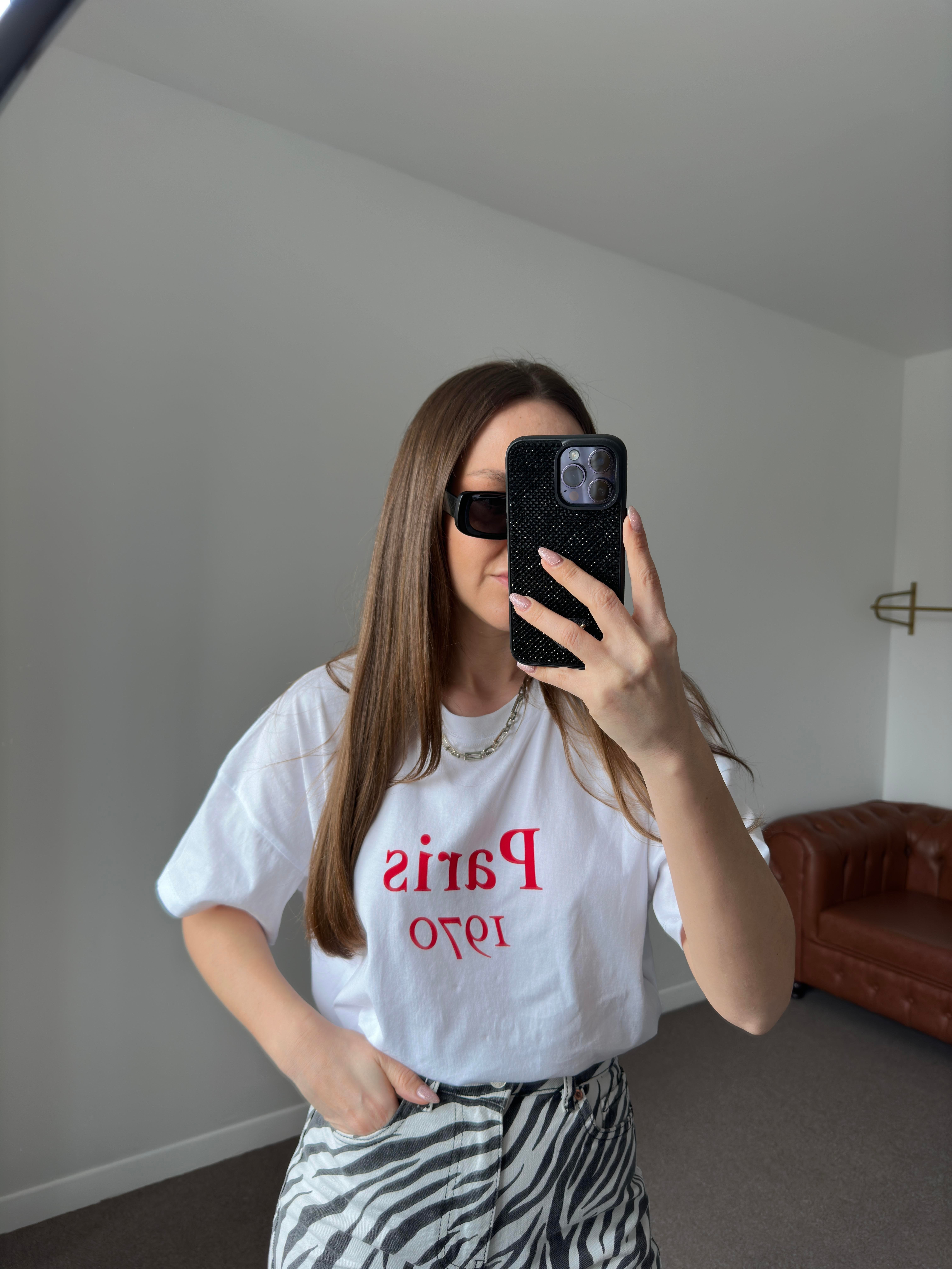 KIRMIZI PARİS BASKILI BEYAZ TSHİRT