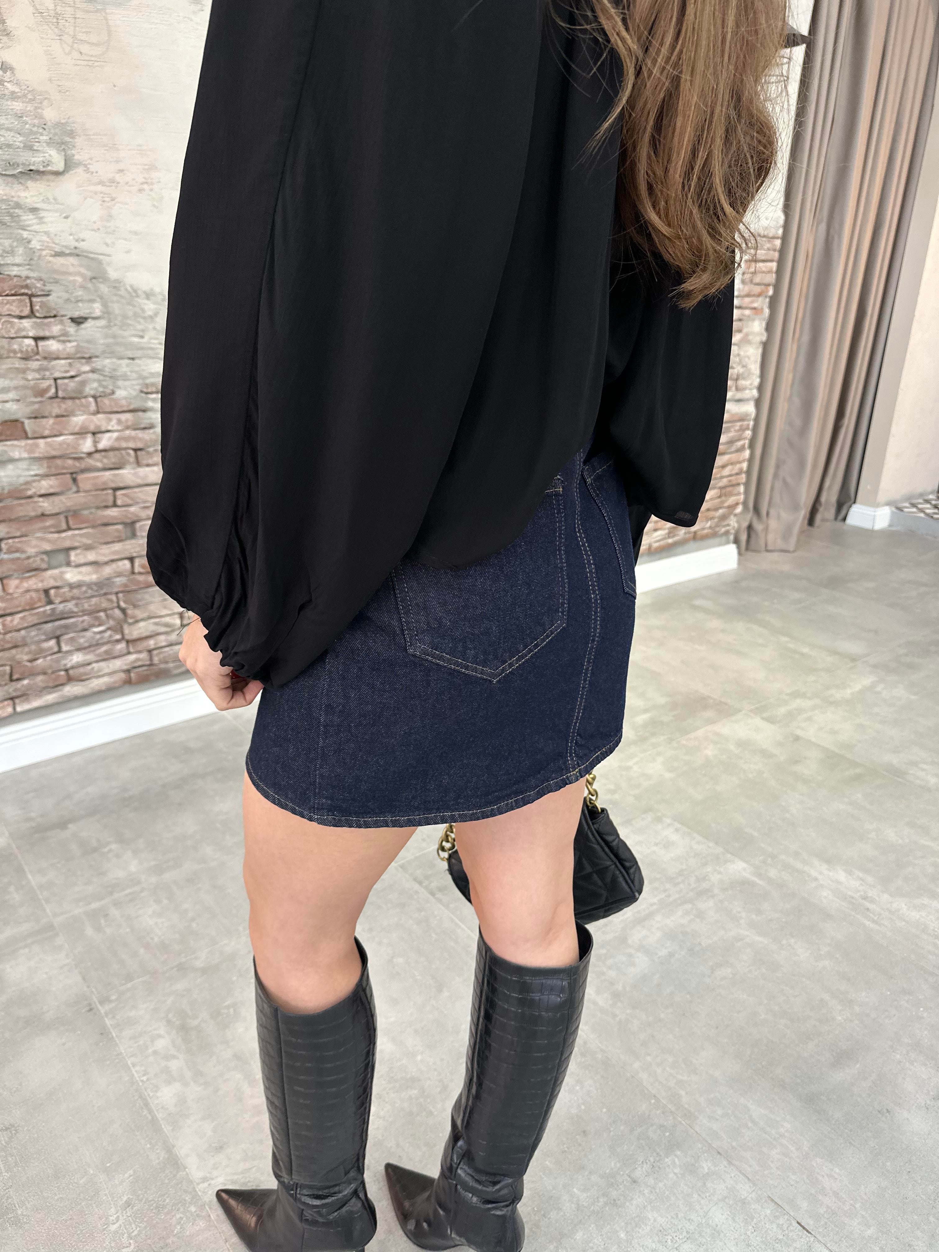 LACİVERT KISA DENİM ETEK