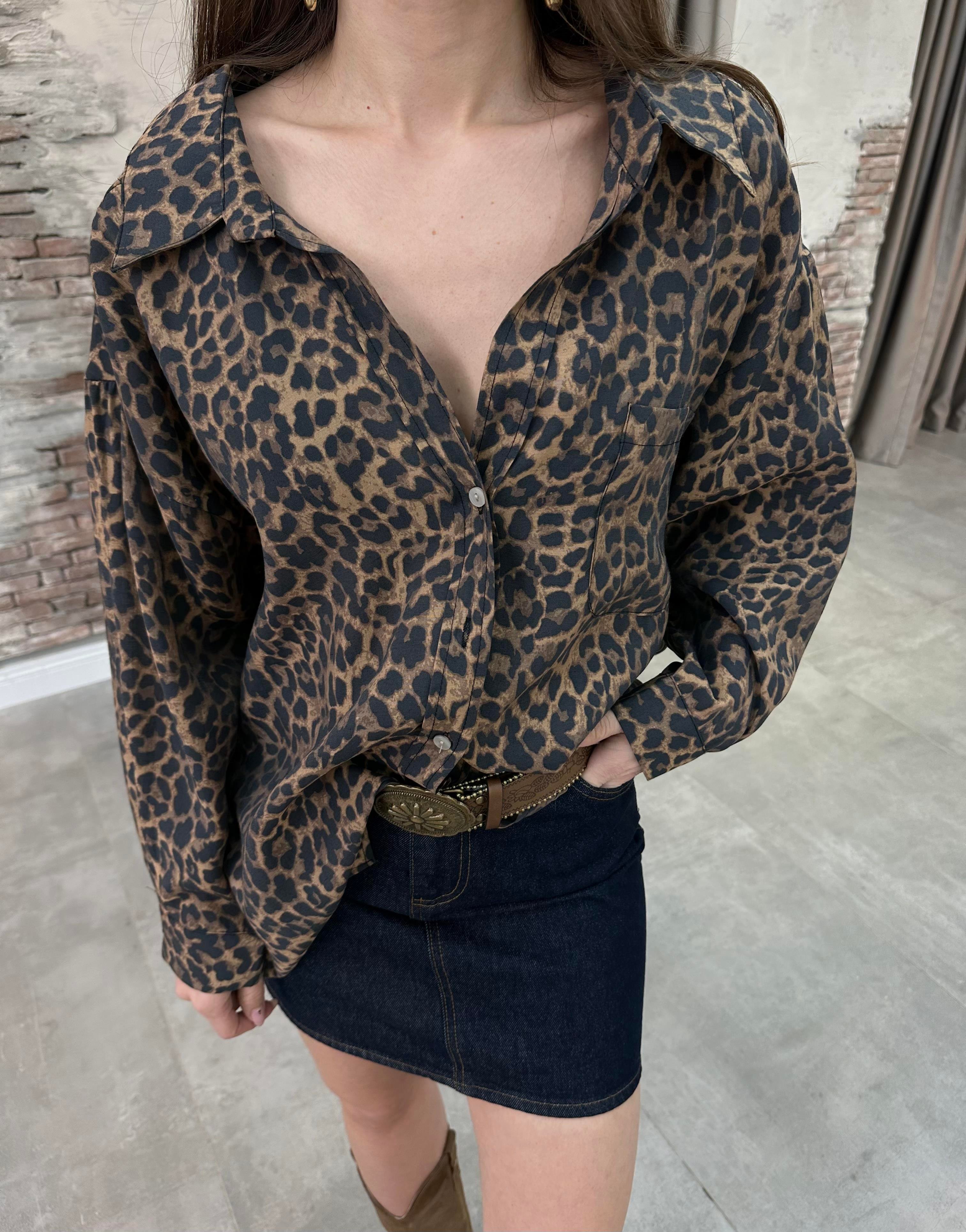 LEOPAR DESEN OVERSİZE GÖMLEK